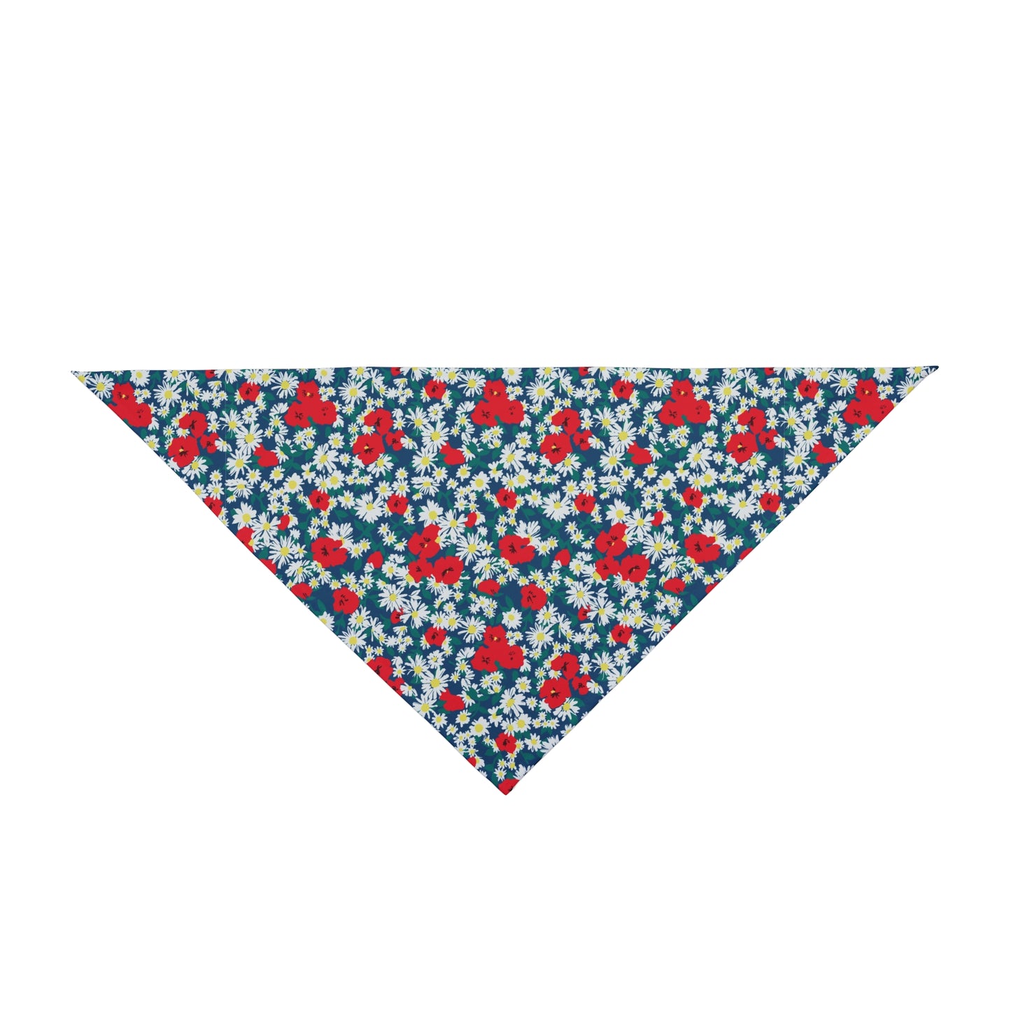 Show off your patriotic spirit with our Patriotic Blooms Dog Bandana/Wild Rag. Ditsy flowers in colors blue, white, and red create a festive and spirited look. Crafted from soft-spun polyester, this wild rag ensures comfort and style. Make every day a celebration with this exclusive design, available only at Eliza Singer.