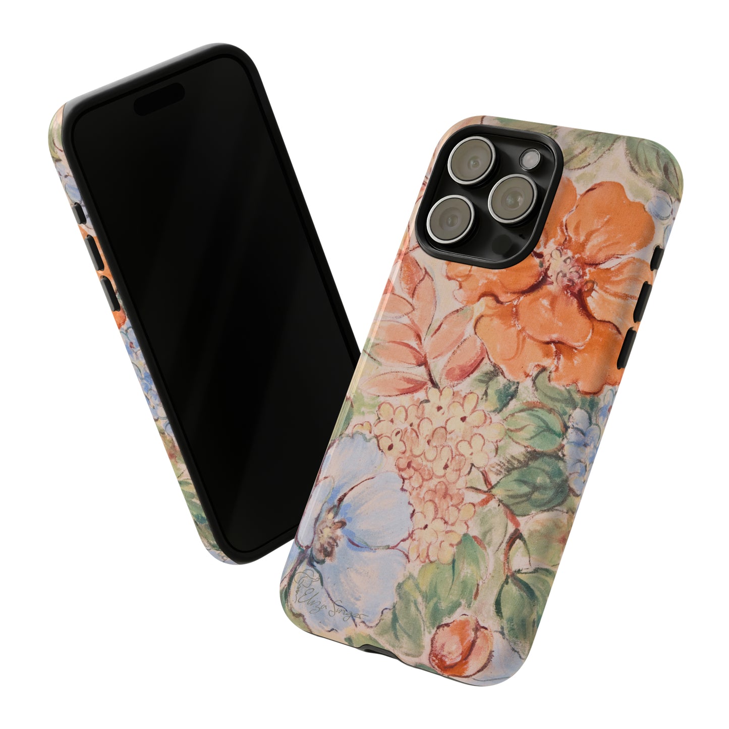 Pastel Petals: Botany Pastel Flowers iPhone Tough Protective Cover. A gentle blend of Flowers in muted pastel colors, compatible with iPhone 15, 14, 13, XS, XR Pro/Max/Mini/P/Plus. Unleash Nature's Tranquility with Durability and Style. #ElizaSinger #PhoneCase #FloralDesign