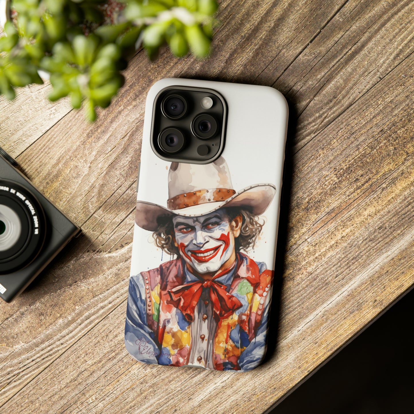 Unveiling our Tough Western Cell Phone Case: Watercolor Rodeo Clown Edition! Immerse yourself in the world of rodeo with this charming watercolor depiction of a rodeo clown on a white background. A perfect blend of style and durability.