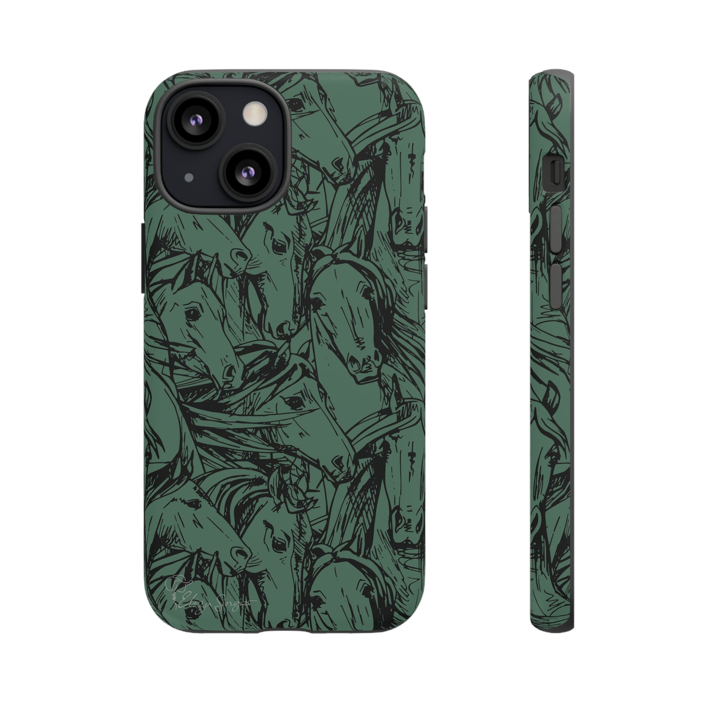 Gallop in Style: Horse Art Western Design iPhone Tough Protective Cover. Featuring a Scribble Horse Drawing, this makes the perfect equestrian gift. Compatible with iPhone 15, 14, 13, XS, XR Pro/Max/Mini/P/Plus. Unleash the Rider in You with Style and Durability. #ElizaSinger #PhoneCase #EquestrianGift