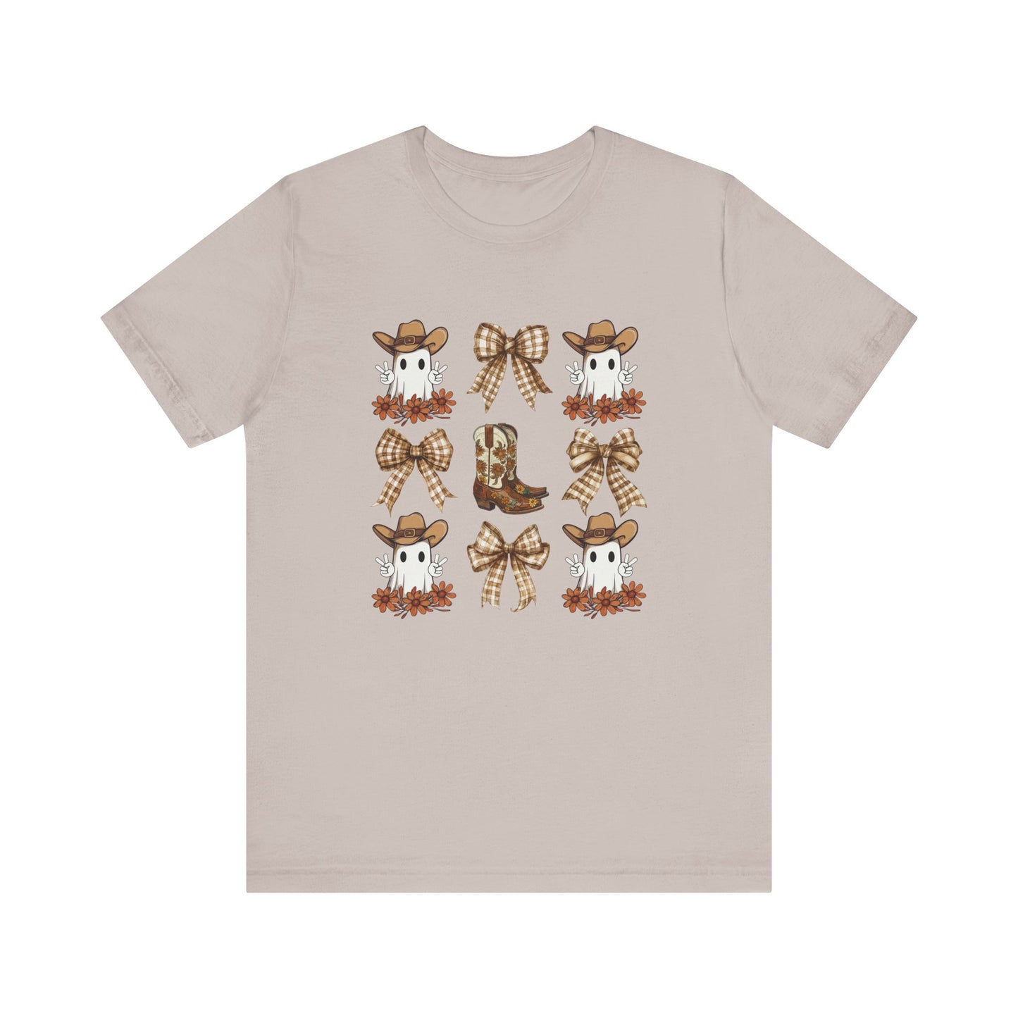 Ghostly Rodeo: Halloween Bella Canvas T-shirt with Western Ghosts