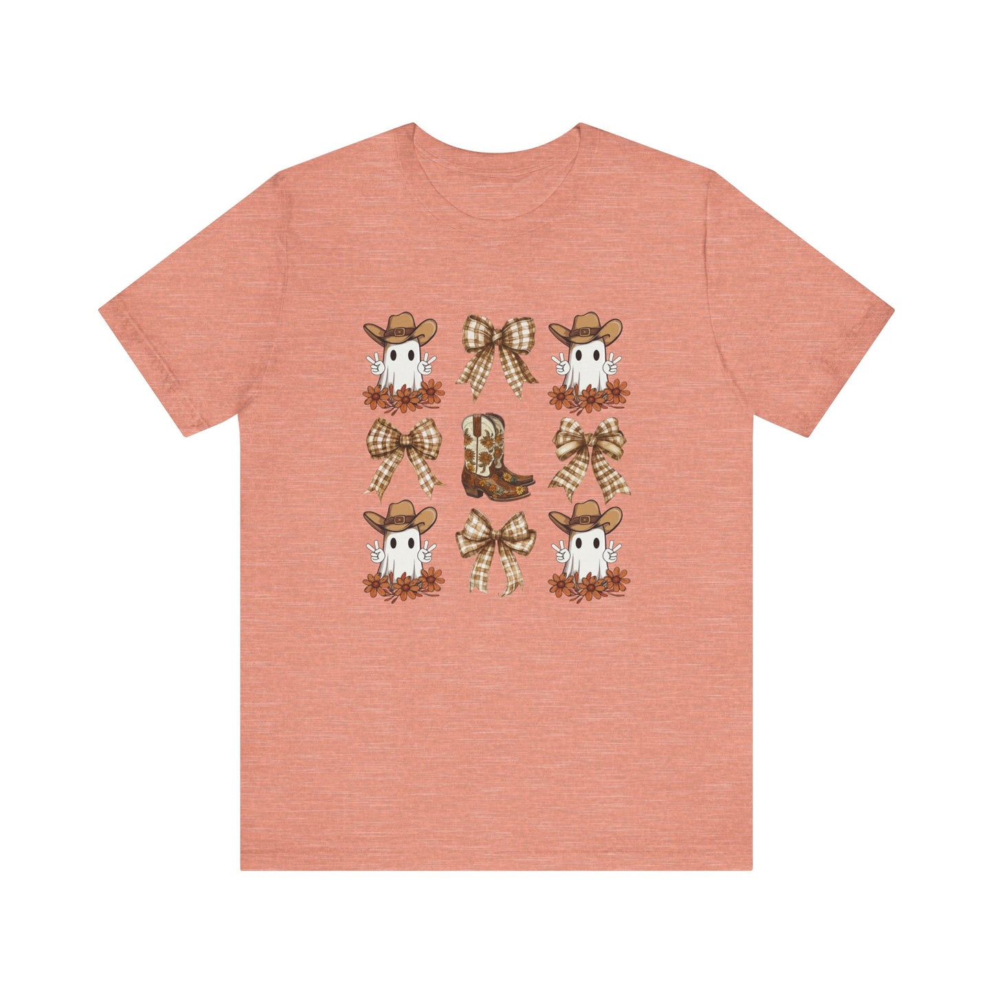 Ghostly Rodeo: Halloween Bella Canvas T-shirt with Western Ghosts