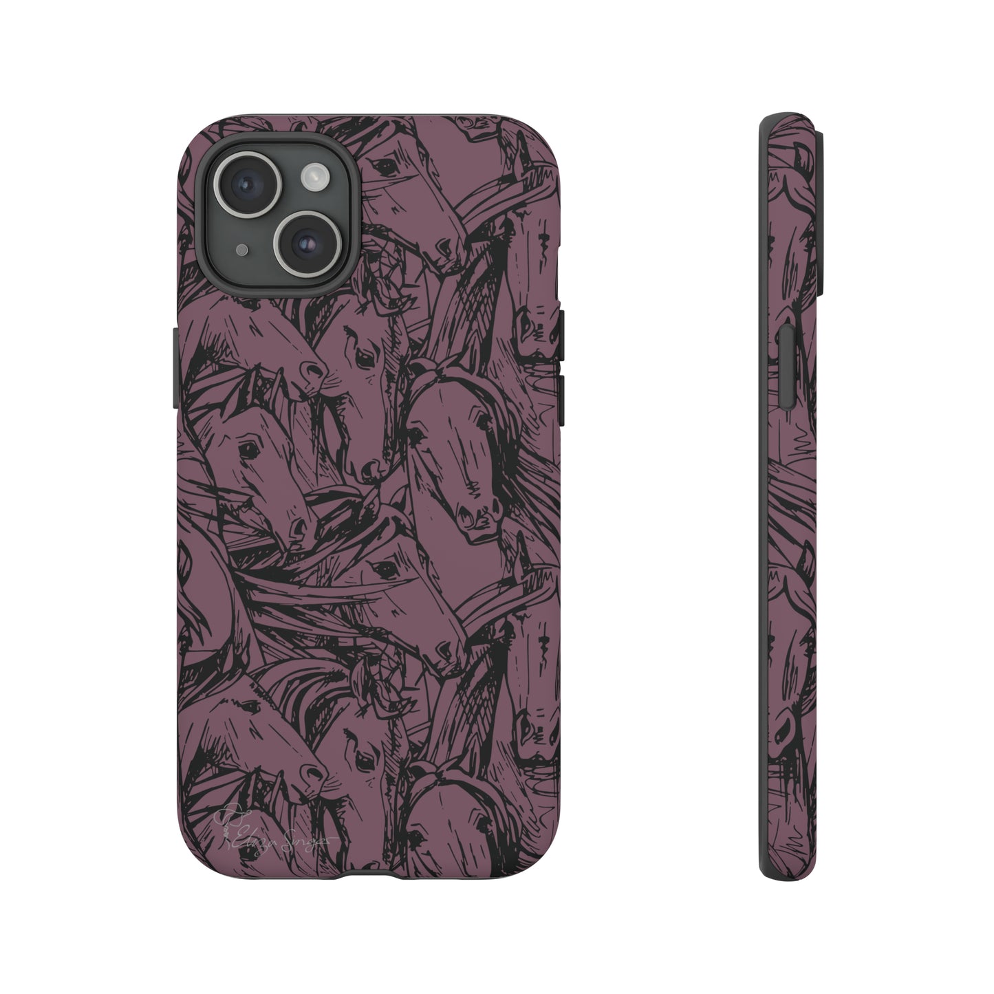 Gallop in Style: Horse Art Western Design iPhone Tough Protective Cover. Featuring a Scribble Horse Drawing, this equestrian-themed case is compatible with iPhone 15, 14, 13, XS, XR Pro/Max/Mini/P/Plus. Unleash the Rider in You with Style and Durability. #ElizaSinger #PhoneCase #EquestrianStyle