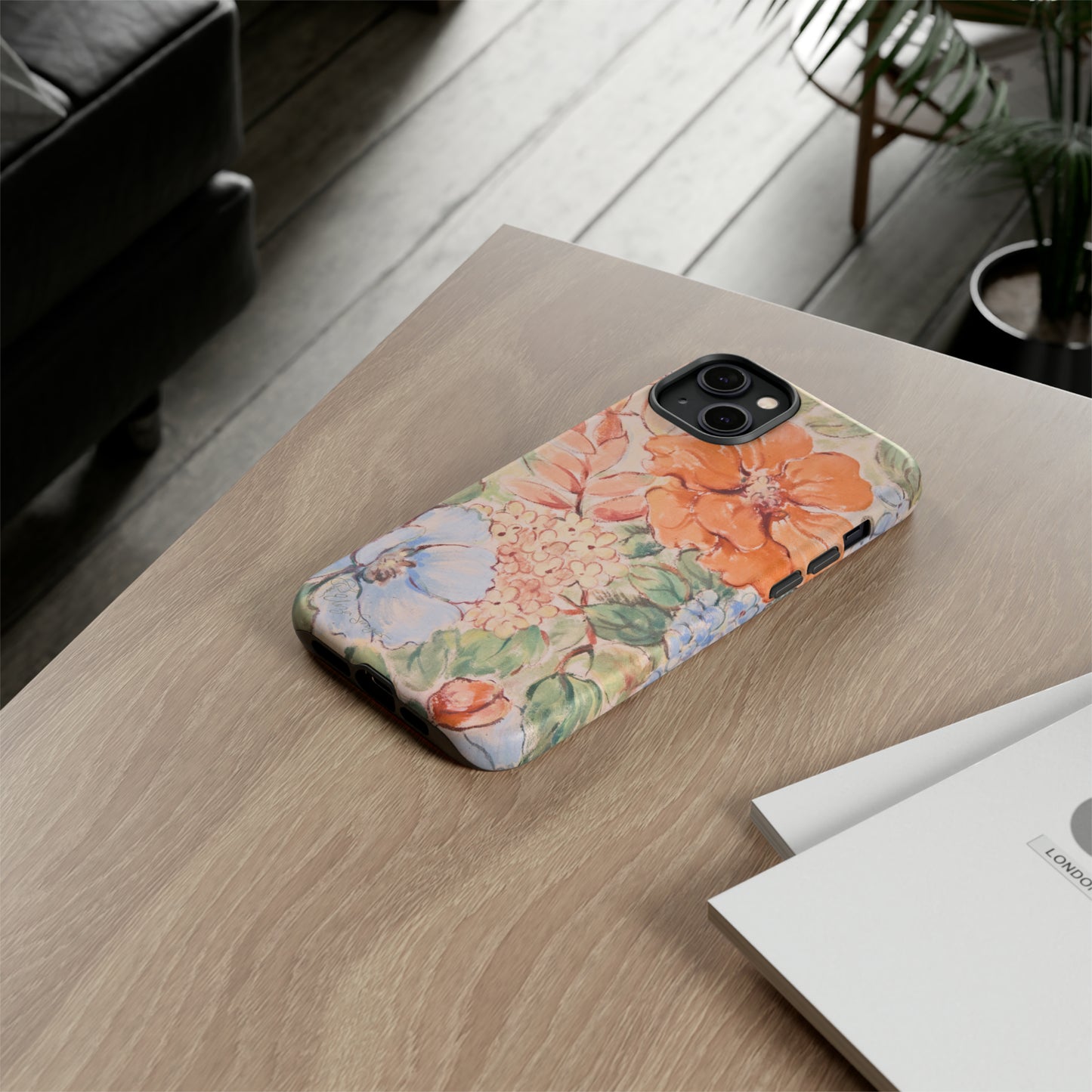 Pastel Petals: Botany Pastel Flowers iPhone Tough Protective Cover. A gentle blend of Flowers in muted pastel colors, compatible with iPhone 15, 14, 13, XS, XR Pro/Max/Mini/P/Plus. Unleash Nature's Tranquility with Durability and Style. #ElizaSinger #PhoneCase #FloralDesign