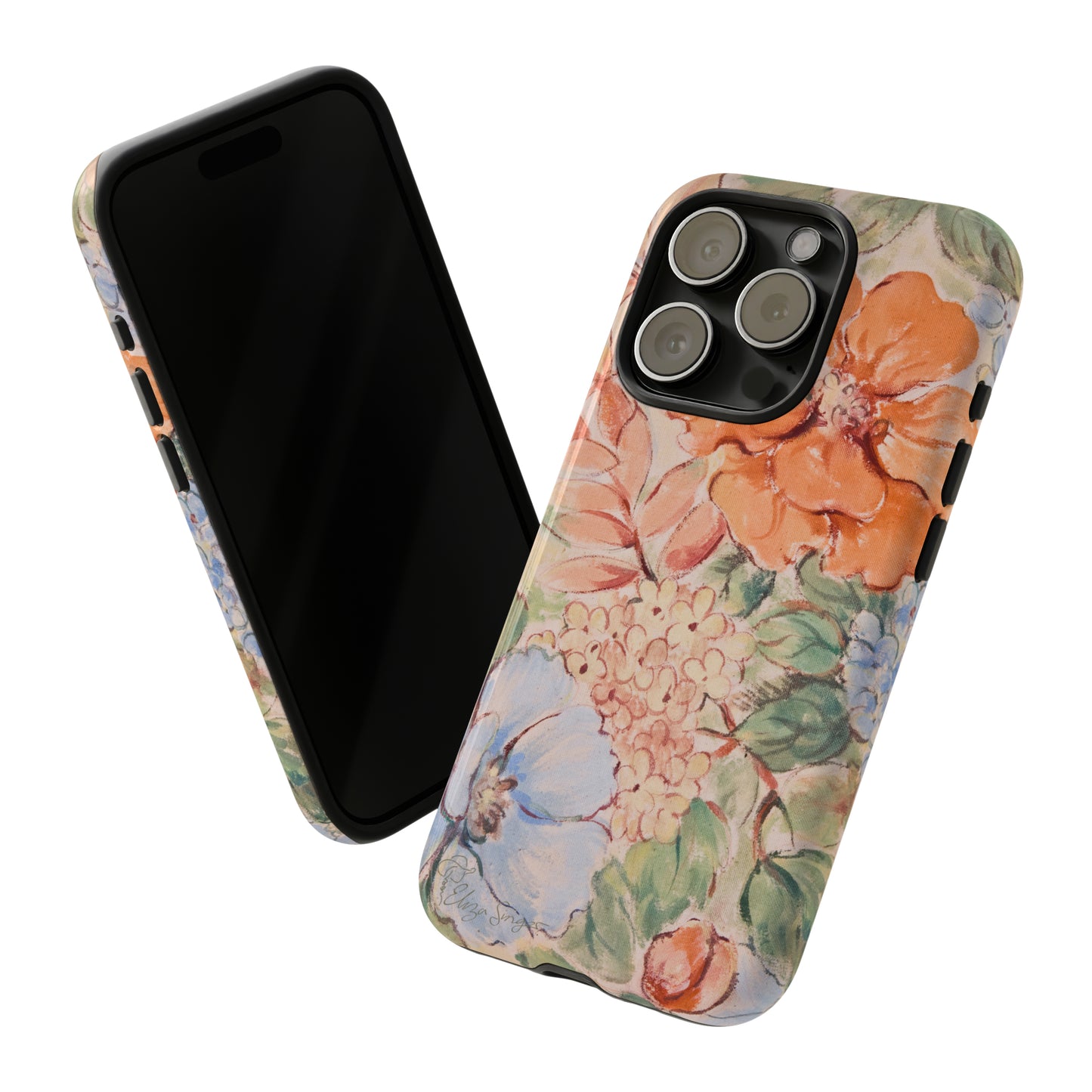 Pastel Petals: Botany Pastel Flowers iPhone Tough Protective Cover. A gentle blend of Flowers in muted pastel colors, compatible with iPhone 15, 14, 13, XS, XR Pro/Max/Mini/P/Plus. Unleash Nature's Tranquility with Durability and Style. #ElizaSinger #PhoneCase #FloralDesign