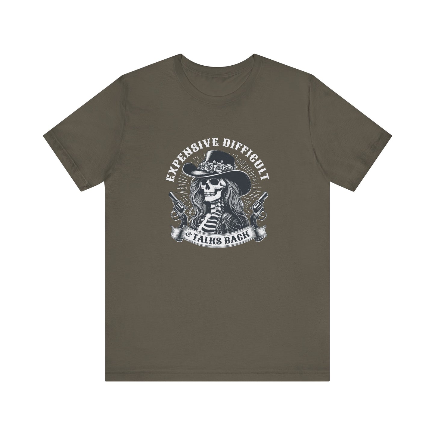 Spooky Rebel: Bella Canvas T-shirt with Skeleton Cowgirl