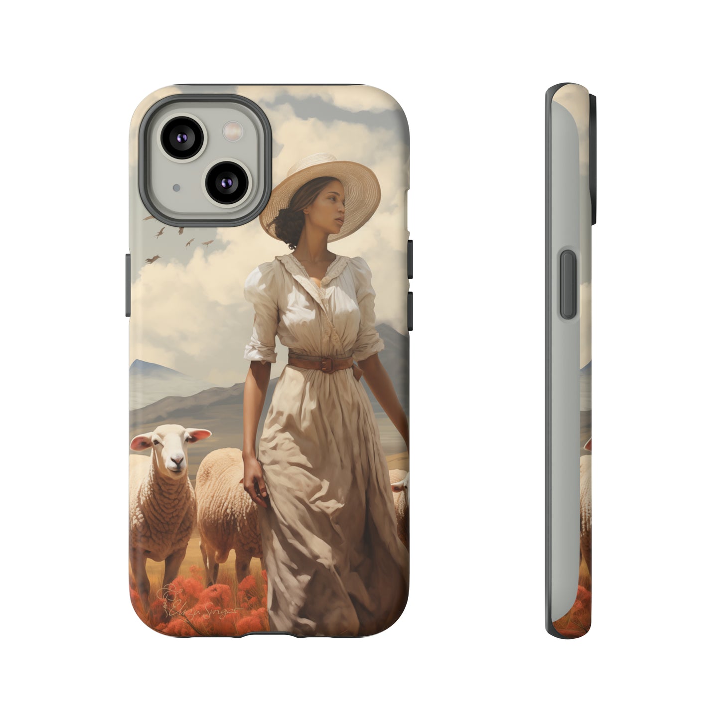 Misty Prairie Wanderer: Elevate your Tough Western Cell Phone Case with a captivating twist. This edition offers a misty take on the vintage painted design, providing a unique and enchanting touch. Experience the allure of the unknown. #ElizaSinger #PhoneCase #VintageDesign