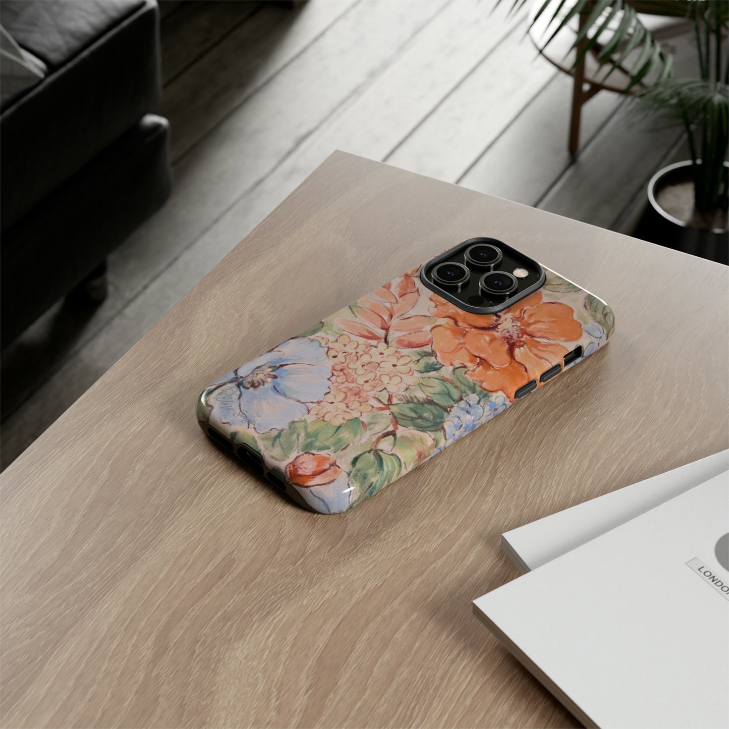 Pastel Petals: Botany Pastel Flowers iPhone Tough Protective Cover. A gentle blend of Flowers in muted pastel colors, compatible with iPhone 15, 14, 13, XS, XR Pro/Max/Mini/P/Plus. Unleash Nature's Tranquility with Durability and Style. #ElizaSinger #PhoneCase #FloralDesign