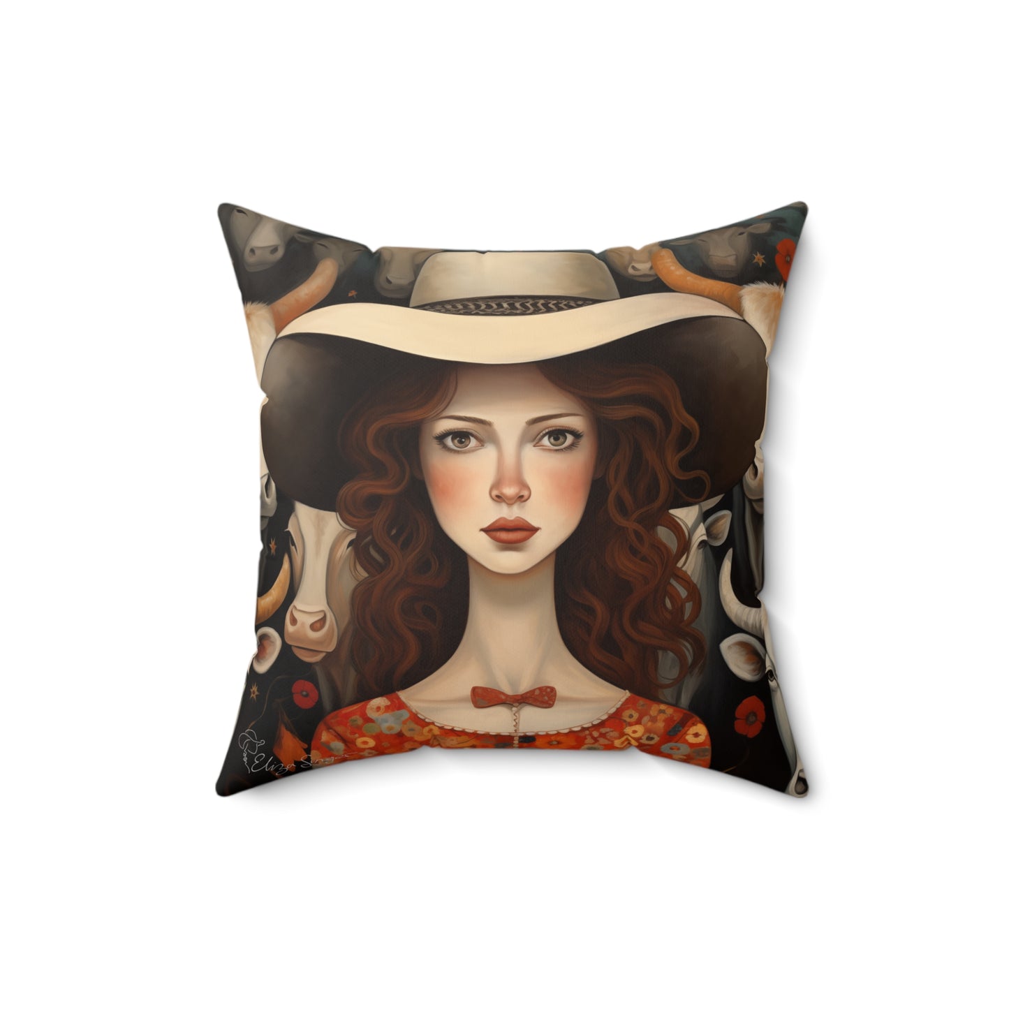 Radiant Ruby's Folk Art Pillow