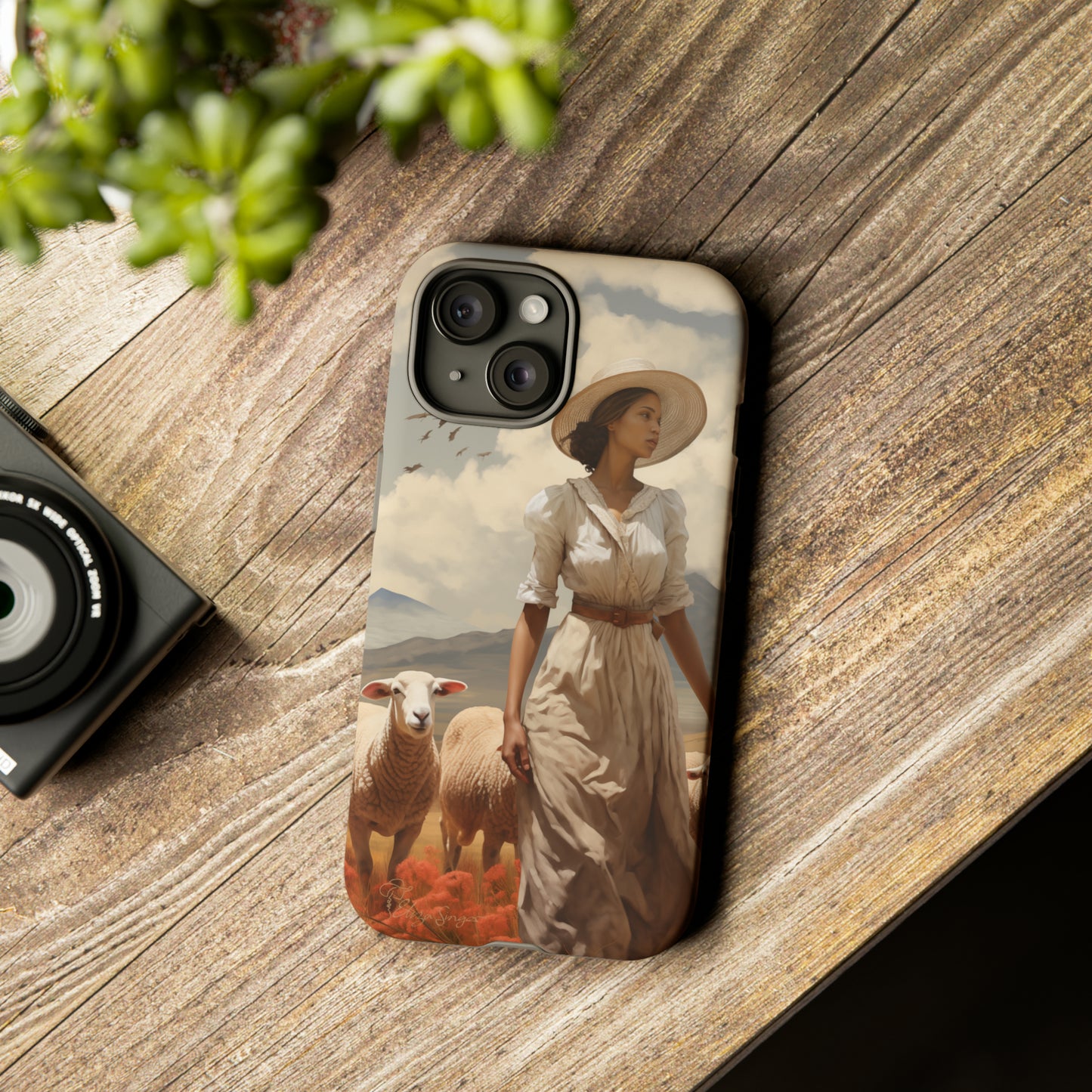 Misty Prairie Wanderer: Elevate your Tough Western Cell Phone Case with a captivating twist. This edition offers a misty take on the vintage painted design, providing a unique and enchanting touch. Experience the allure of the unknown. #ElizaSinger #PhoneCase #VintageDesign