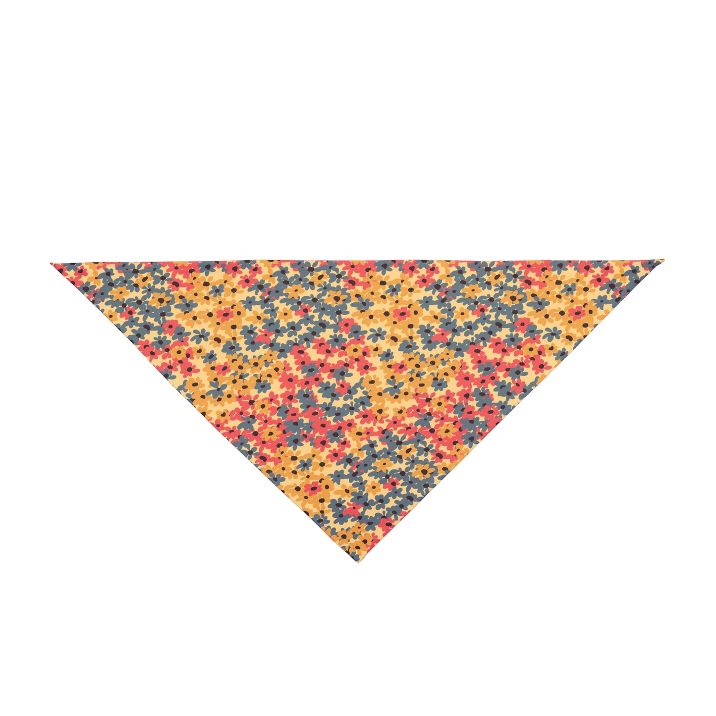 Add a touch of sunshine to your dog's wardrobe with our Sunshine Blooms Dog Bandana/Wild Rag. The ditsy flowers on a yellow background create a cheerful and vibrant look. Crafted from soft-spun polyester, this wild rag ensures comfort and style during every outdoor escapade. Make every day a bright and stylish adventure with this exclusive design, available only at Eliza Singer.
