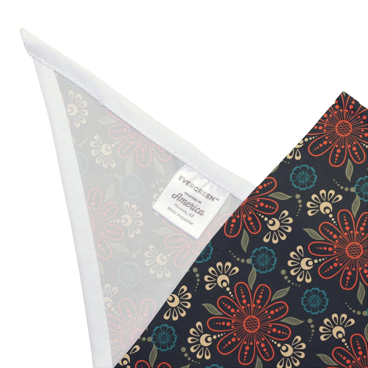 Unleash a touch of mystique with our Mystical Mandalas Dog Bandana/Wild Rag. The muted dark red, blue, and sand mandalas on a dark background create an intriguing and captivating look. Crafted from soft-spun polyester, this wild rag ensures comfort and style. Make every outdoor escapade enchanting with this exclusive design, available only at Eliza Singer.