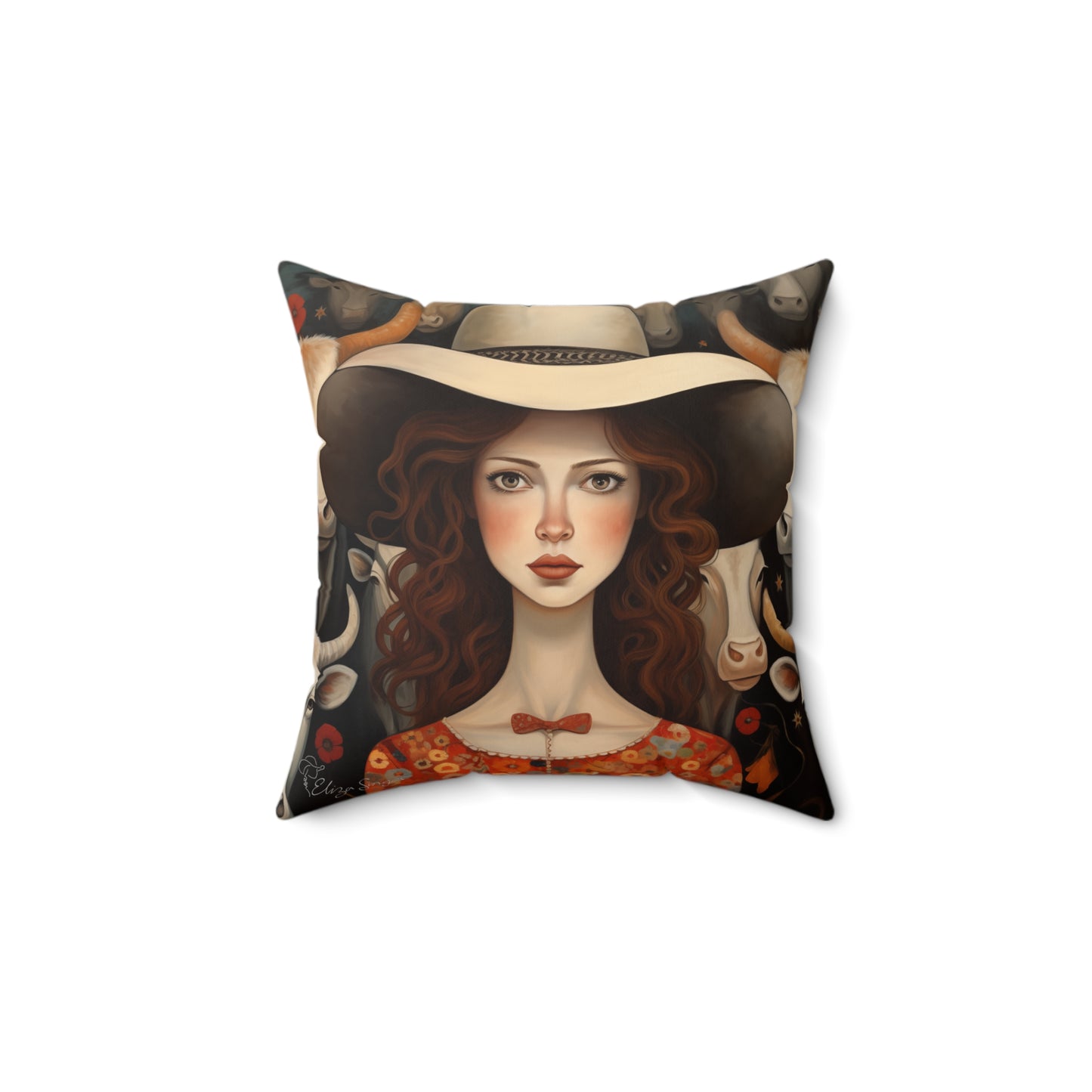 Radiant Ruby's Folk Art Pillow