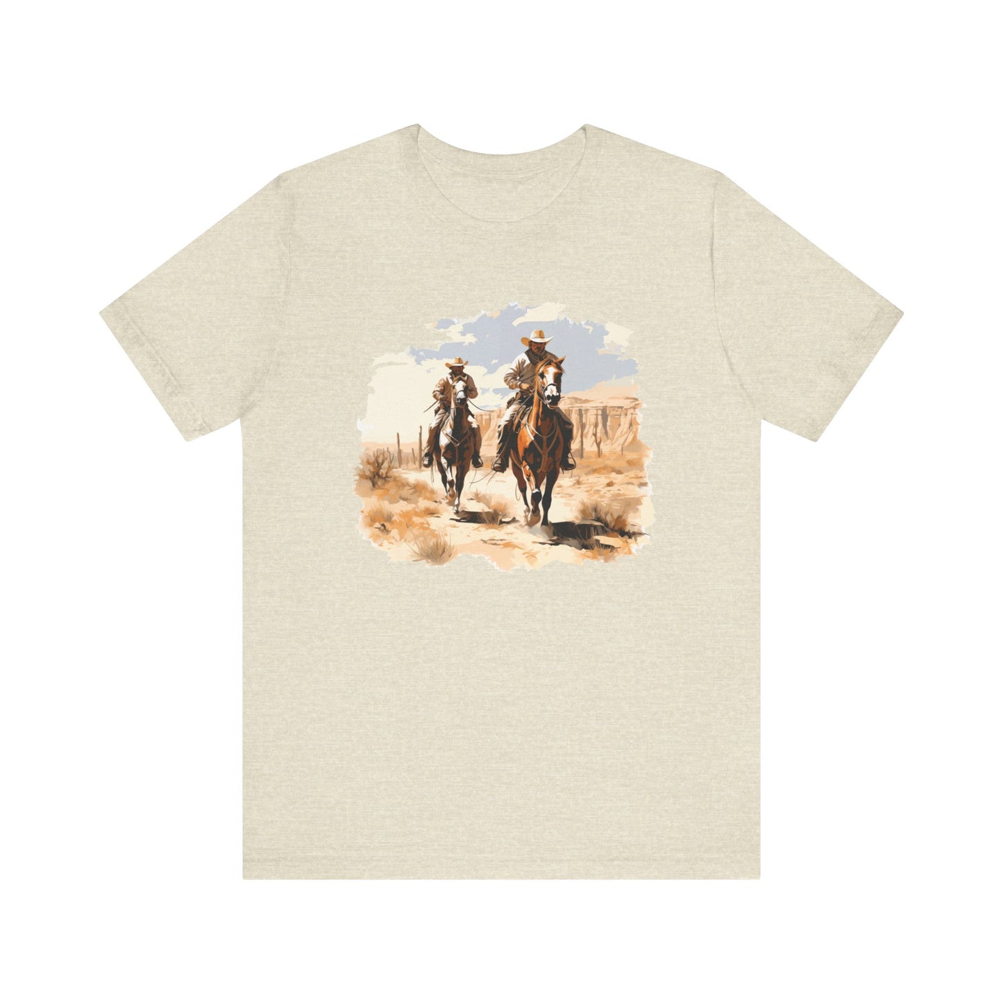 Desert Riders: Bella Canvas T-shirt with Cowboys in Soft Colors