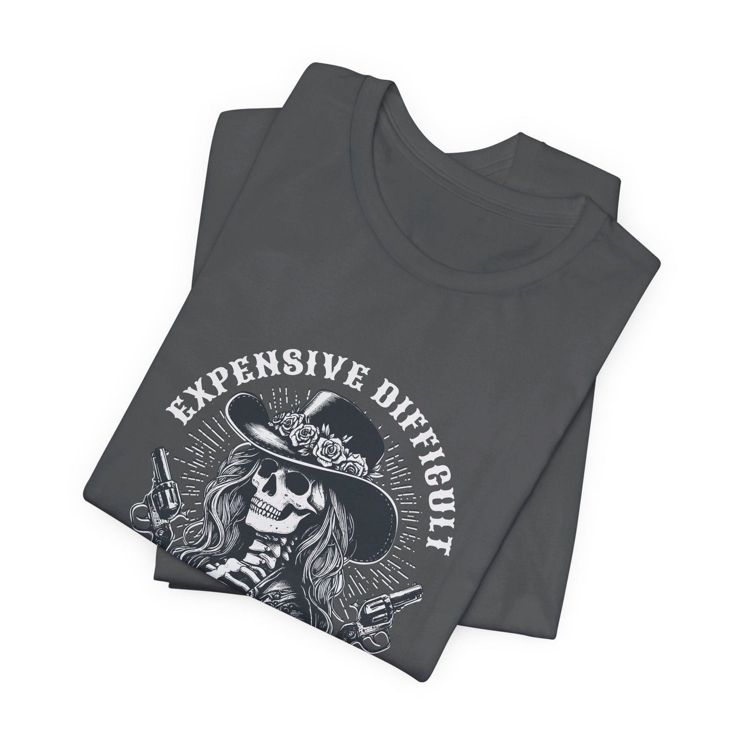 Spooky Rebel: Bella Canvas T-shirt with Skeleton Cowgirl