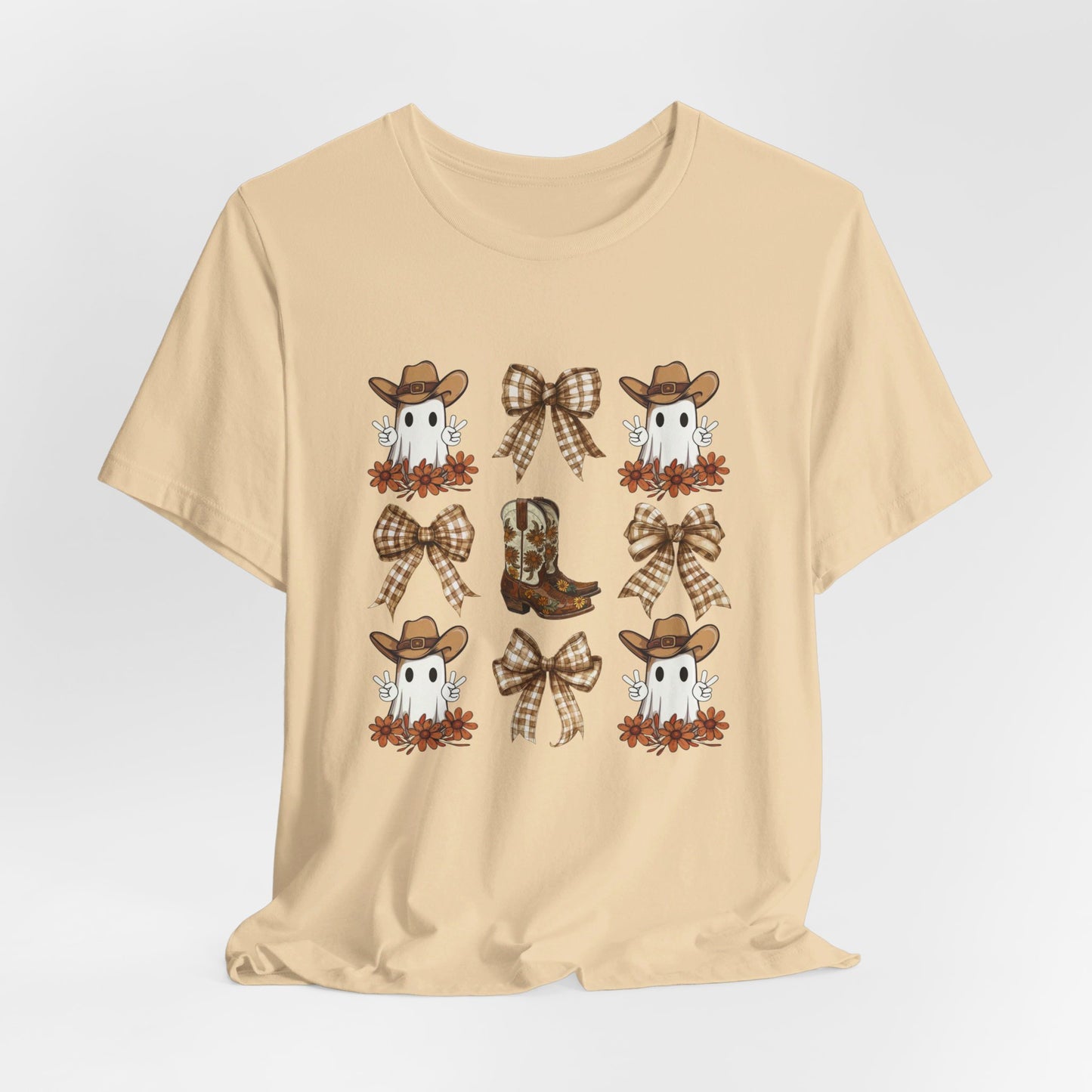 Ghostly Rodeo: Halloween Bella Canvas T-shirt with Western Ghosts