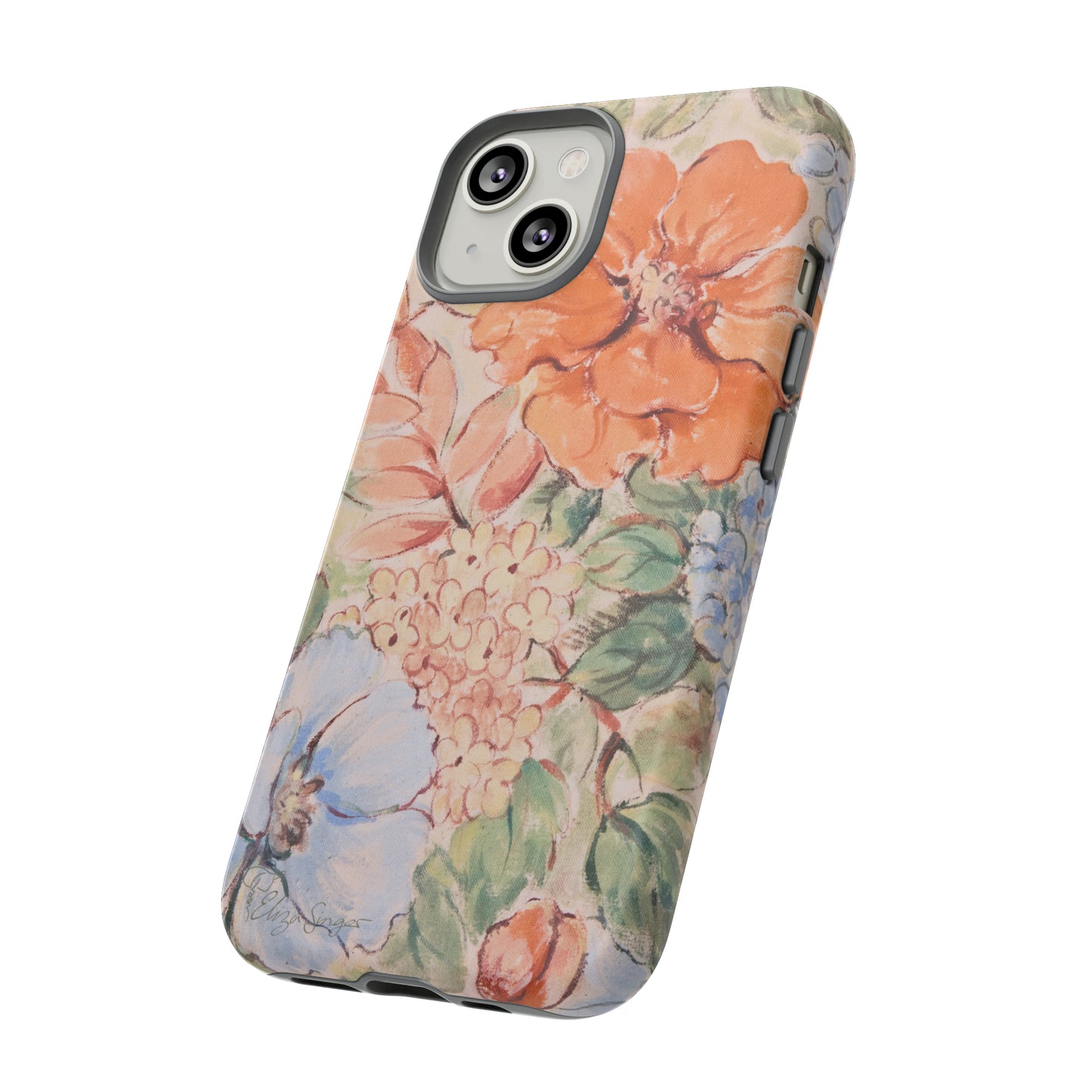 Pastel Petals: Botany Pastel Flowers iPhone Tough Protective Cover. A gentle blend of Flowers in muted pastel colors, compatible with iPhone 15, 14, 13, XS, XR Pro/Max/Mini/P/Plus. Unleash Nature's Tranquility with Durability and Style. #ElizaSinger #PhoneCase #FloralDesign