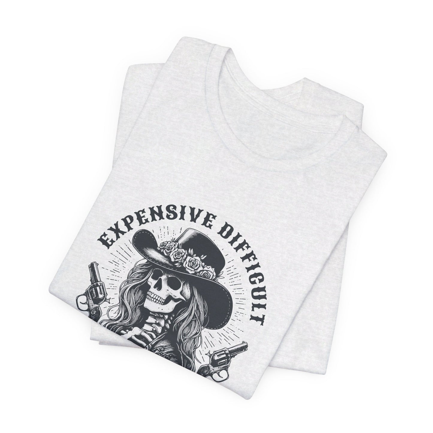 Spooky Rebel: Bella Canvas T-shirt with Skeleton Cowgirl