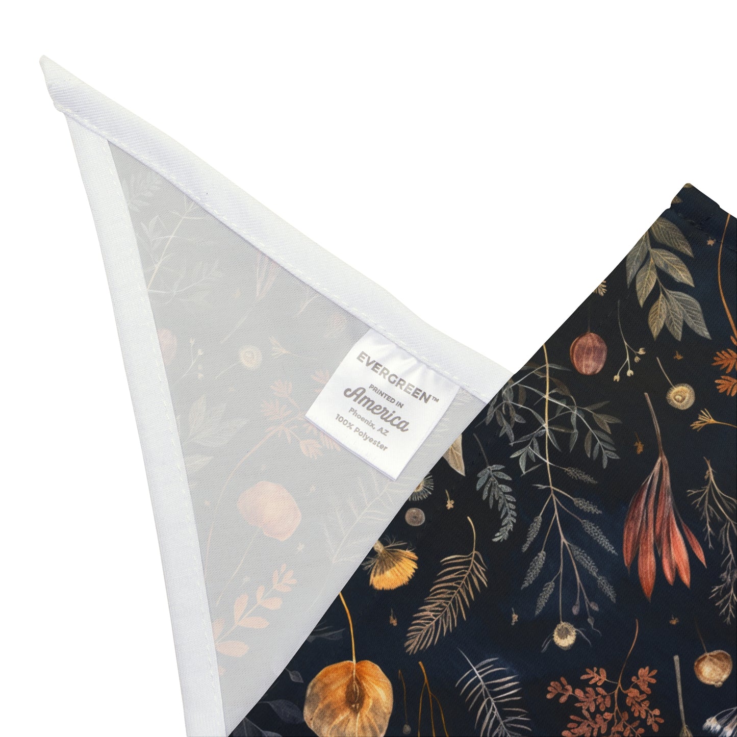 Embrace the enchantment of the night with our Midnight Meadows Dog Bandana/Wild Rag. Dried wildflowers on a dark background create a mysterious and elegant look. Crafted from soft-spun polyester, this wild rag ensures comfort and style. Make your pup stand out on evening strolls with this exclusive design, available only at Eliza Singer.