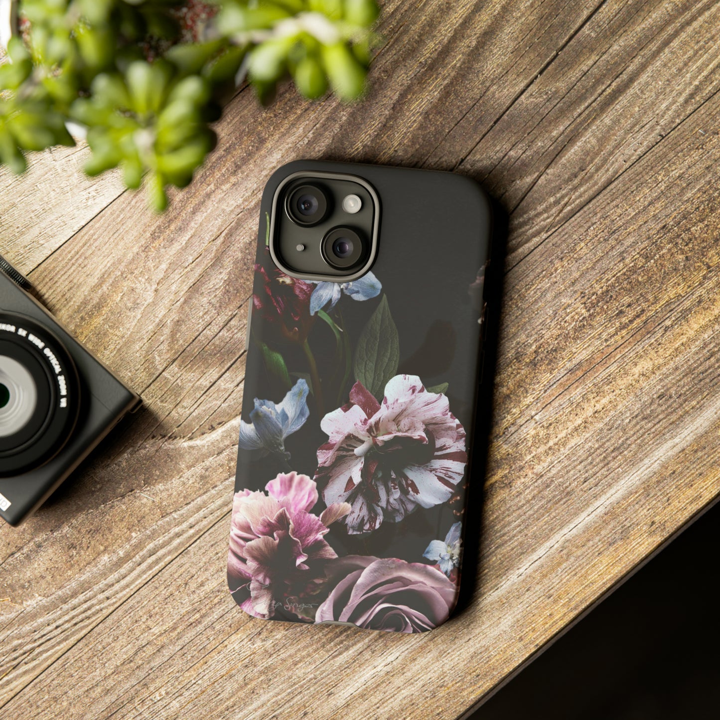 Dutch Floral Elegance: Botany Dutch Flowers Black iPhone Tough Protective Case. A stylish blend of Flowers in muted colors, compatible with iPhone 15, 14, 13, XS, XR Pro/Max/Mini/P/Plus. Unleash the beauty of muted tones with durability and style. #ElizaSinger #PhoneCase #FloralDesign