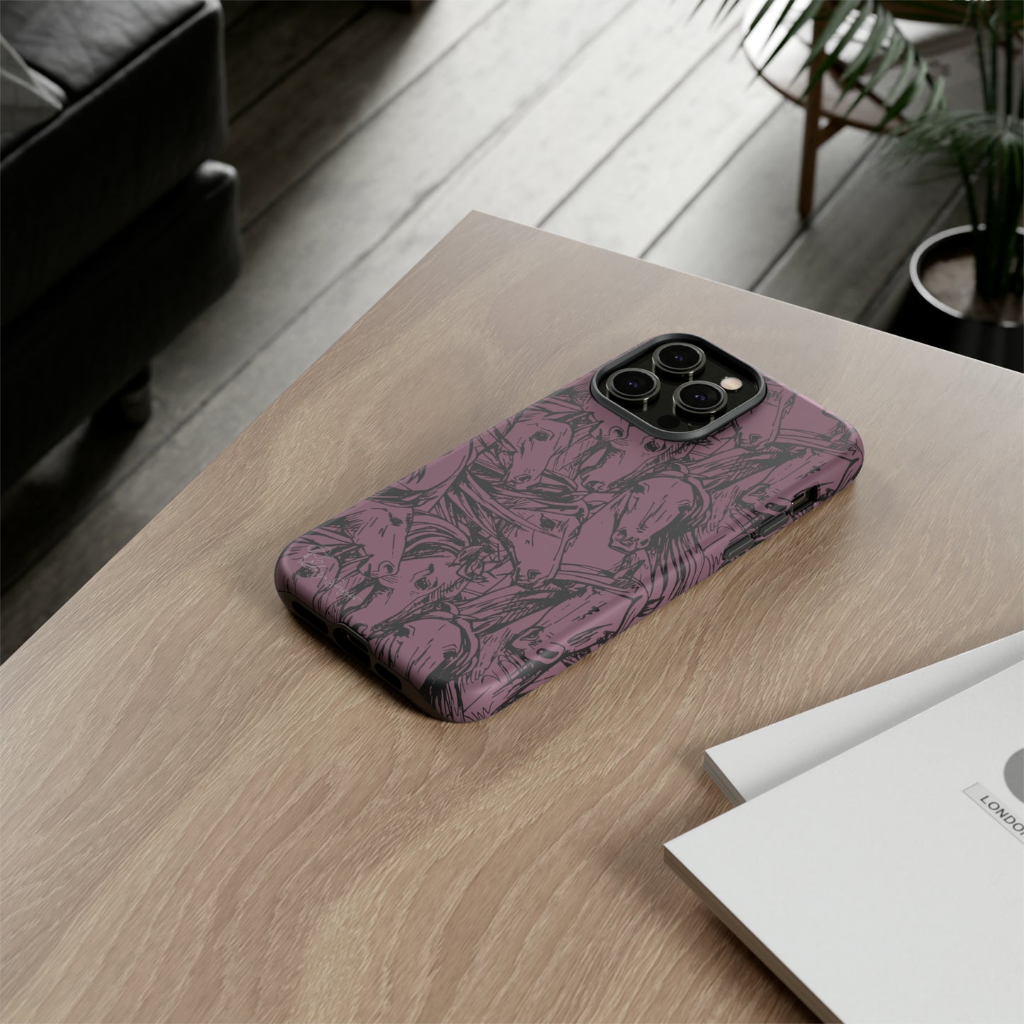 Gallop in Style: Horse Art Western Design iPhone Tough Protective Cover. Featuring a Scribble Horse Drawing, this equestrian-themed case is compatible with iPhone 15, 14, 13, XS, XR Pro/Max/Mini/P/Plus. Unleash the Rider in You with Style and Durability. #ElizaSinger #PhoneCase #EquestrianStyle
