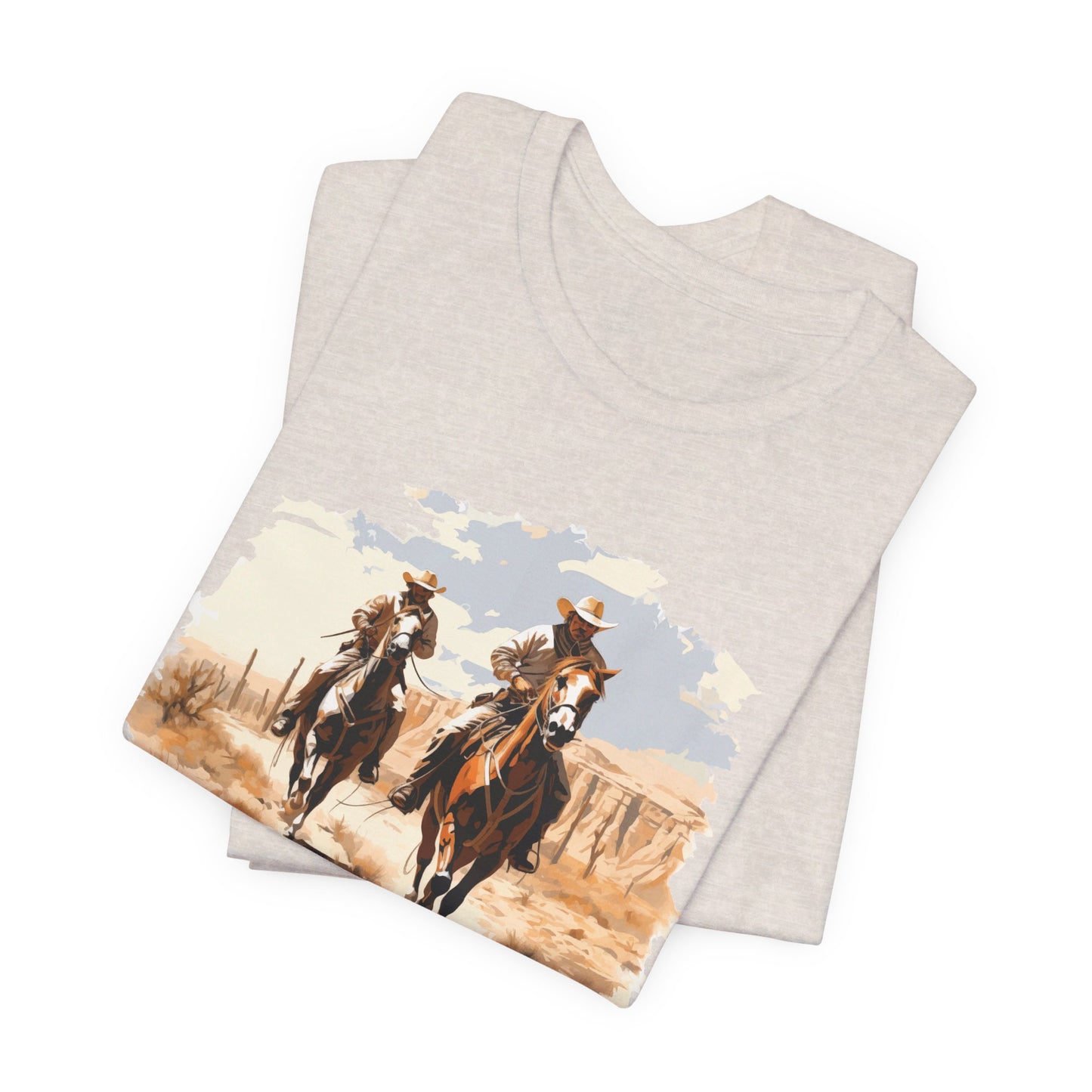 Desert Riders: Bella Canvas T-shirt with Cowboys in Soft Colors