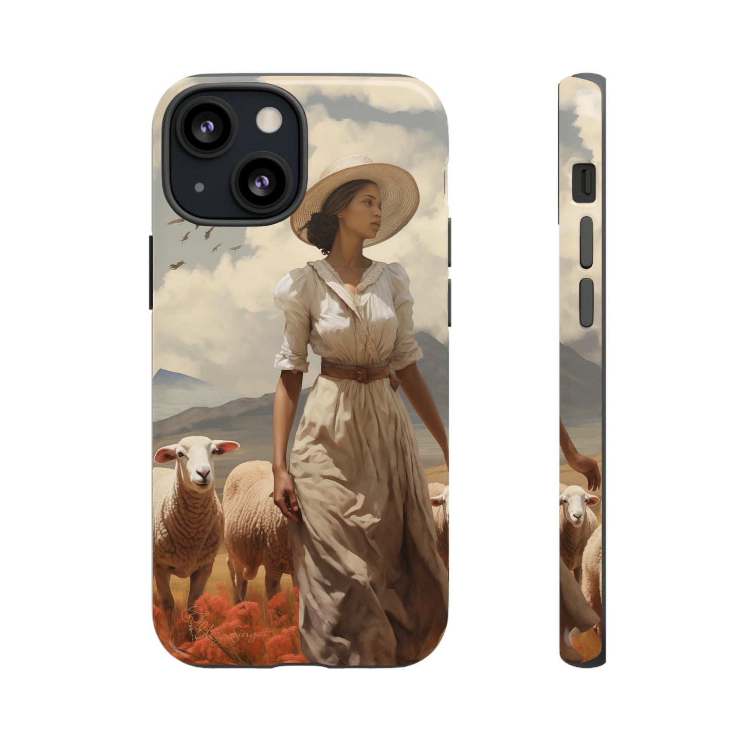 Misty Prairie Wanderer: Elevate your Tough Western Cell Phone Case with a captivating twist. This edition offers a misty take on the vintage painted design, providing a unique and enchanting touch. Experience the allure of the unknown. #ElizaSinger #PhoneCase #VintageDesign