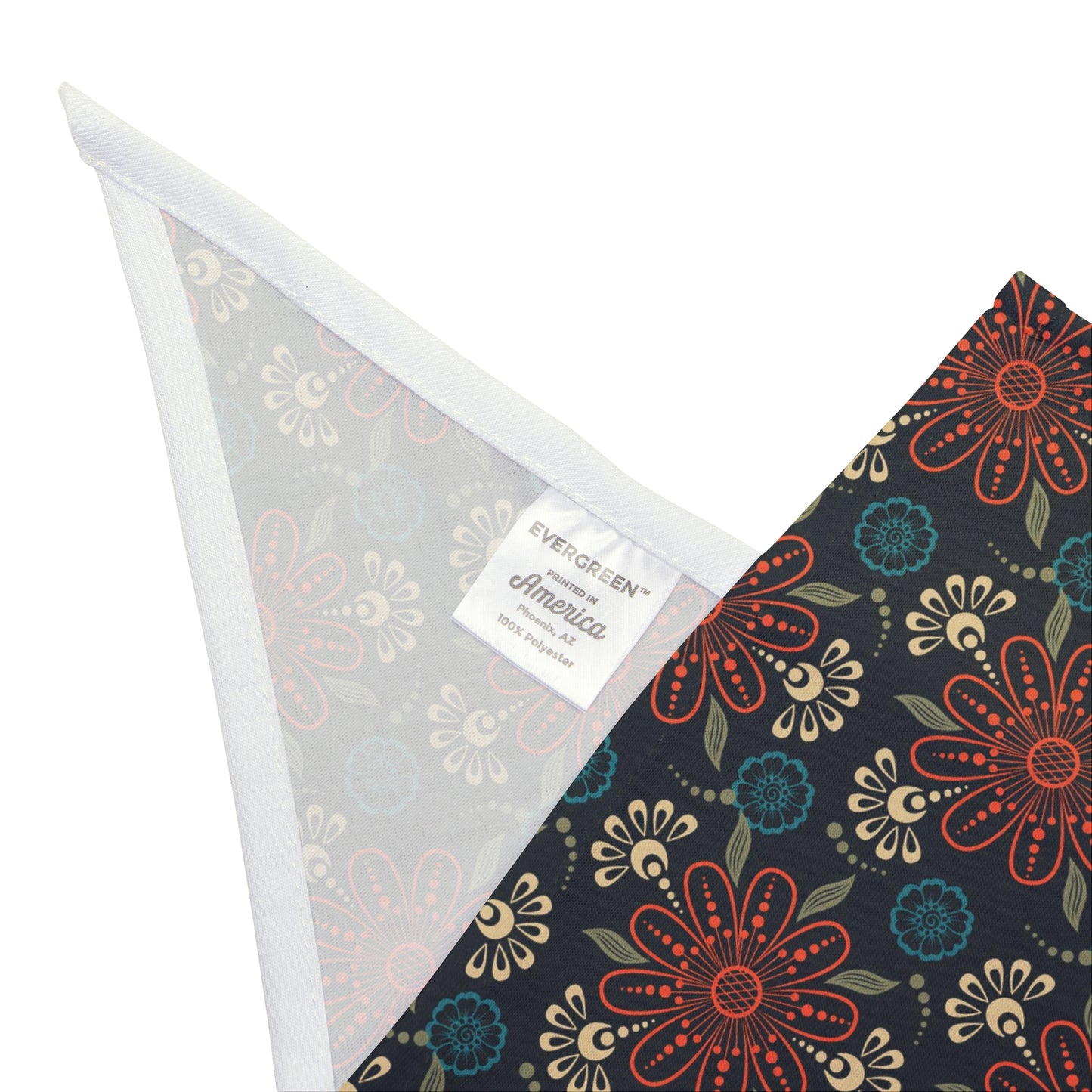 Unleash a touch of mystique with our Mystical Mandalas Dog Bandana/Wild Rag. The muted dark red, blue, and sand mandalas on a dark background create an intriguing and captivating look. Crafted from soft-spun polyester, this wild rag ensures comfort and style. Make every outdoor escapade enchanting with this exclusive design, available only at Eliza Singer.