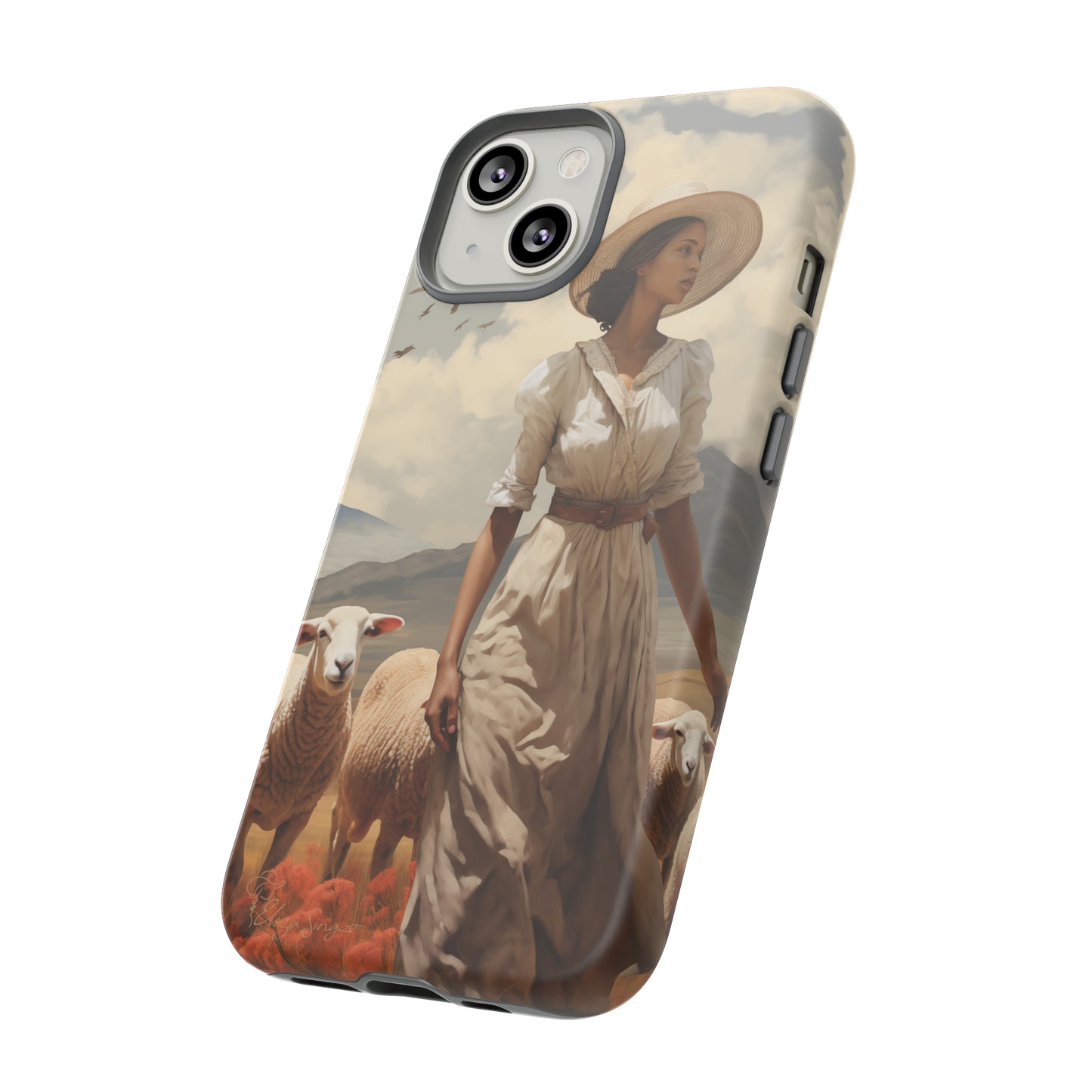 Misty Prairie Wanderer: Elevate your Tough Western Cell Phone Case with a captivating twist. This edition offers a misty take on the vintage painted design, providing a unique and enchanting touch. Experience the allure of the unknown. #ElizaSinger #PhoneCase #VintageDesign