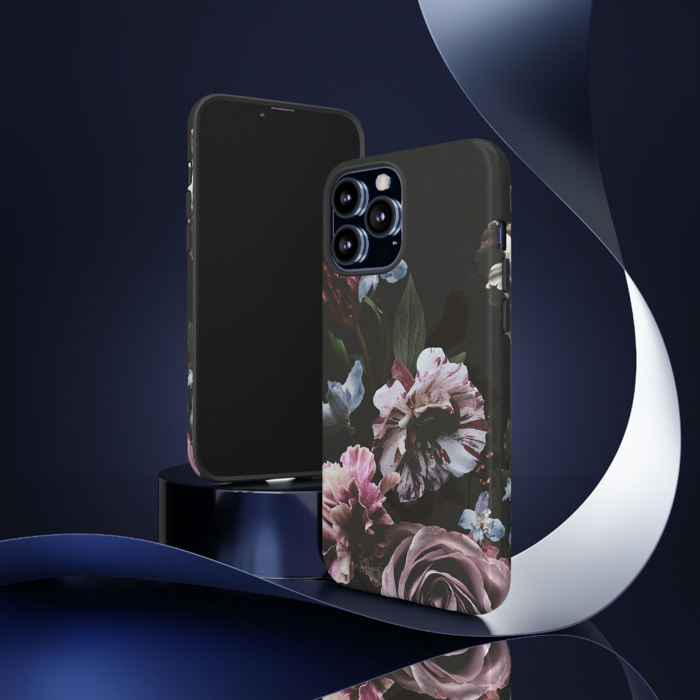 Dutch Floral Elegance: Botany Dutch Flowers Black iPhone Tough Protective Case. A stylish blend of Flowers in muted colors, compatible with iPhone 15, 14, 13, XS, XR Pro/Max/Mini/P/Plus. Unleash the beauty of muted tones with durability and style. #ElizaSinger #PhoneCase #FloralDesign