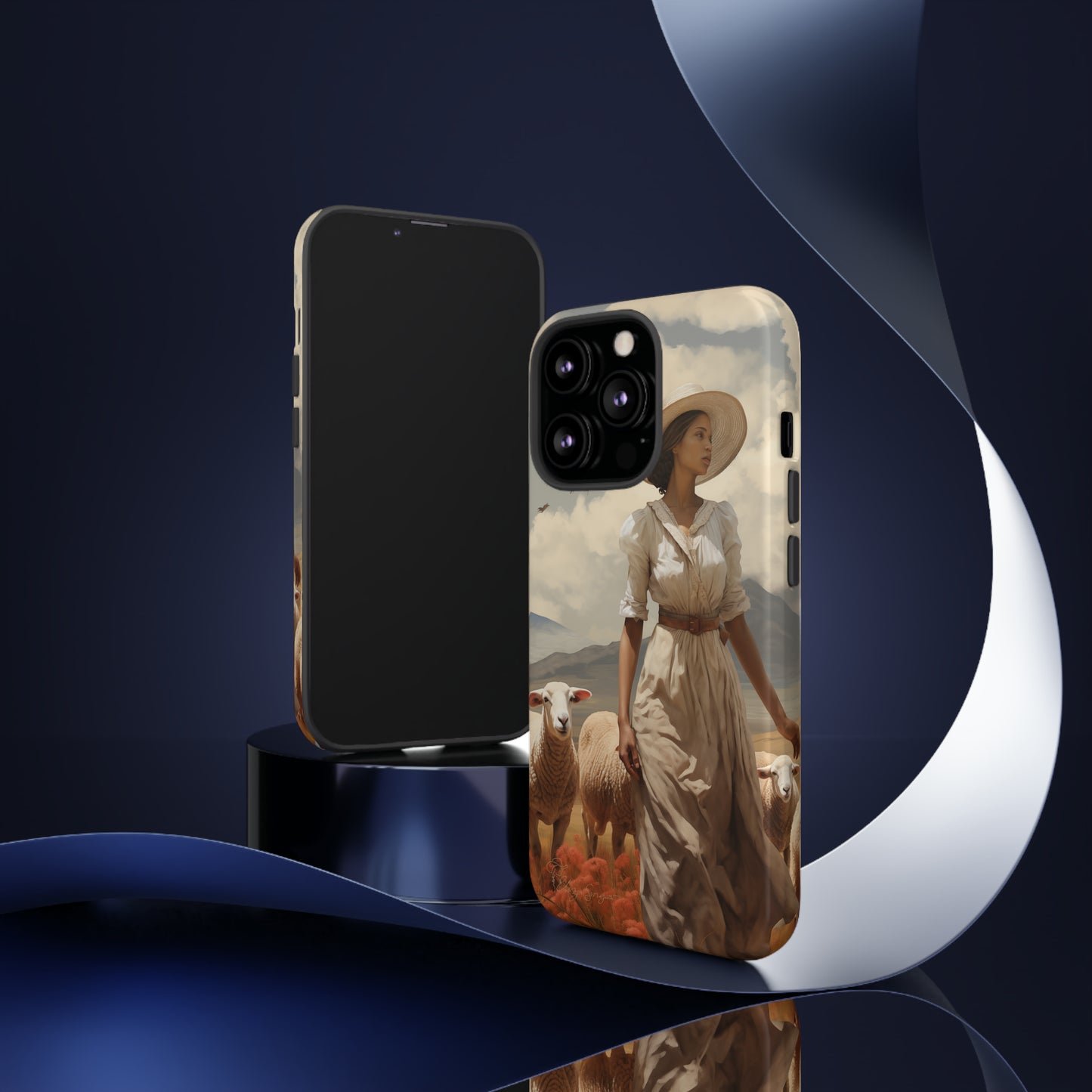 Misty Prairie Wanderer: Elevate your Tough Western Cell Phone Case with a captivating twist. This edition offers a misty take on the vintage painted design, providing a unique and enchanting touch. Experience the allure of the unknown. #ElizaSinger #PhoneCase #VintageDesign