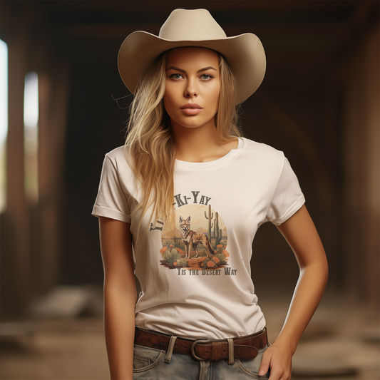 Explore the wild frontier of style with our Bella Canvas Unisex T-shirt featuring a captivating western design. Embrace the spirit of the desert with a jackal, cactus, and rugged landscape. Yippee Ki Yay boldly written on the shirt adds a touch of cowboy charm. Elevate your wardrobe with this unique blend of comfort and frontier flair. Saddle up and make a statement with every step in this must-have western-inspired tee.