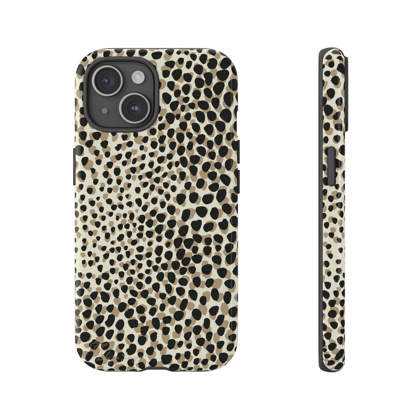 Elevate Your Tech: Abstract Neutral Animal Print iPhone Tough Protective Cover. Leopard-Painted Design in Beige and Black. Compatible with iPhone 15, 14, 13, XS, XR Pro/Max/Mini/P/Plus. Combine Style with Durability. #ElizaSinger #PhoneCase #LeopardPrint 