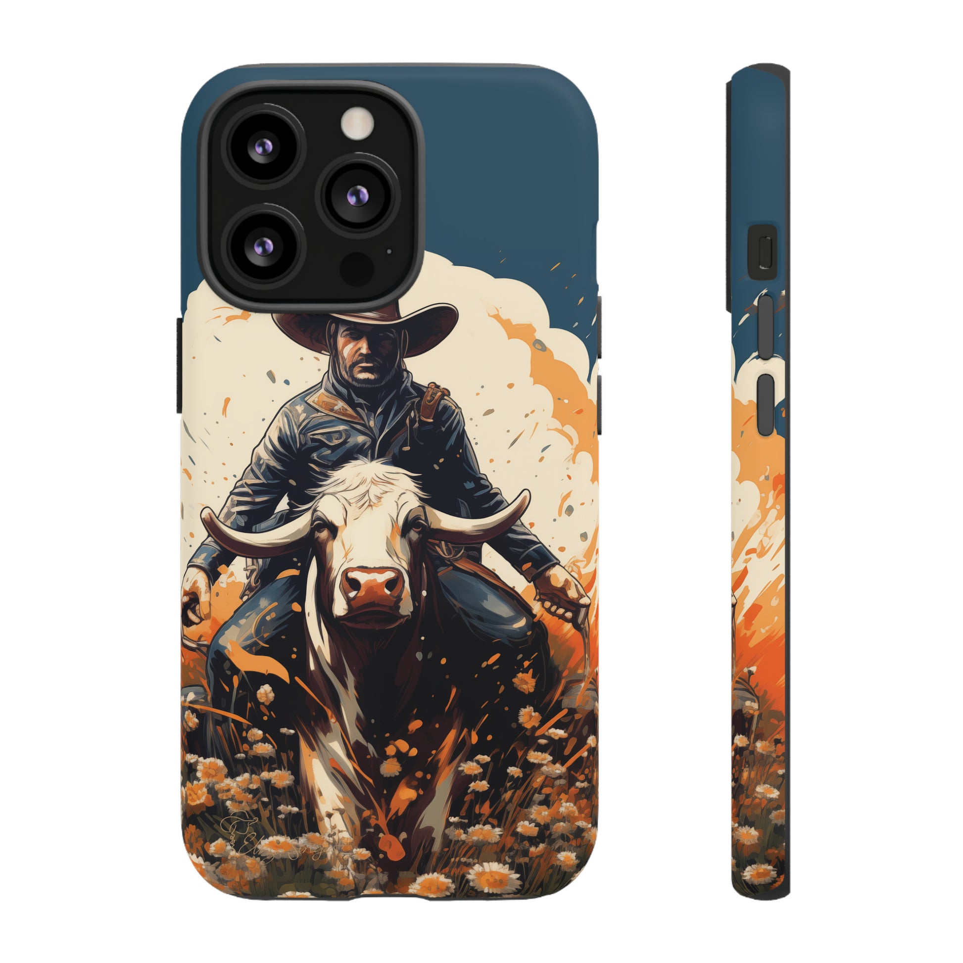 Time-Tested Charm: Immerse yourself in the charm of yesteryear with our Tough Cell Phone Case. Featuring a cowboy on a cow in a field of flowers, this design exudes retro vibes. Experience the perfect blend of vintage style and durable protection. Elevate your phone with a touch of timeless allure. #ElizaSinger #PhoneCase #VintageCharm