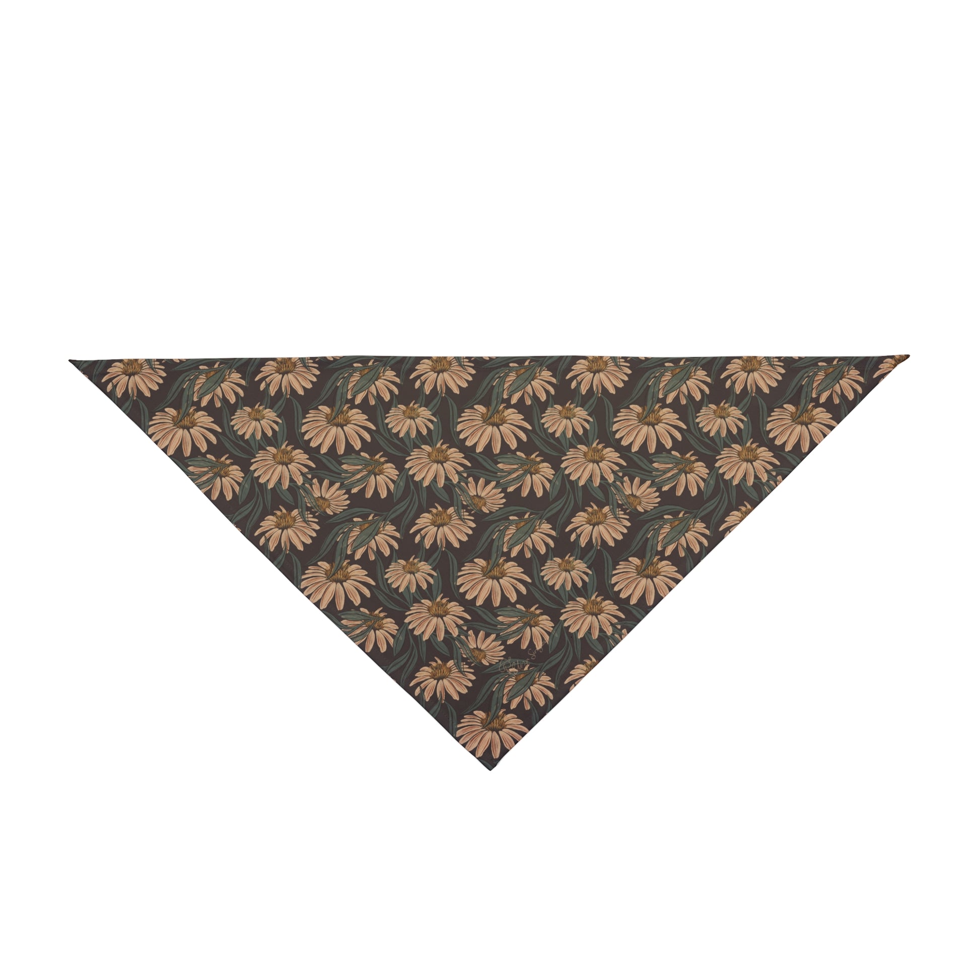 Let your dog roam in style with our Meadow Breeze Dog Bandana/Wild Rag. The Boho Meadows design features neutral tone daisies, adding a touch of natural elegance. Crafted from soft-spun polyester, this wild rag ensures comfort and style during every adventure. Also available for humans, so you and your pup can share the Bohemian vibe, exclusively at Eliza Singer. 