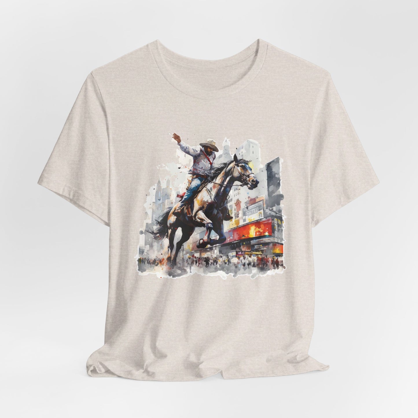 Urban Rodeo: Bella Canvas T-shirt with Cowboy in Times Square