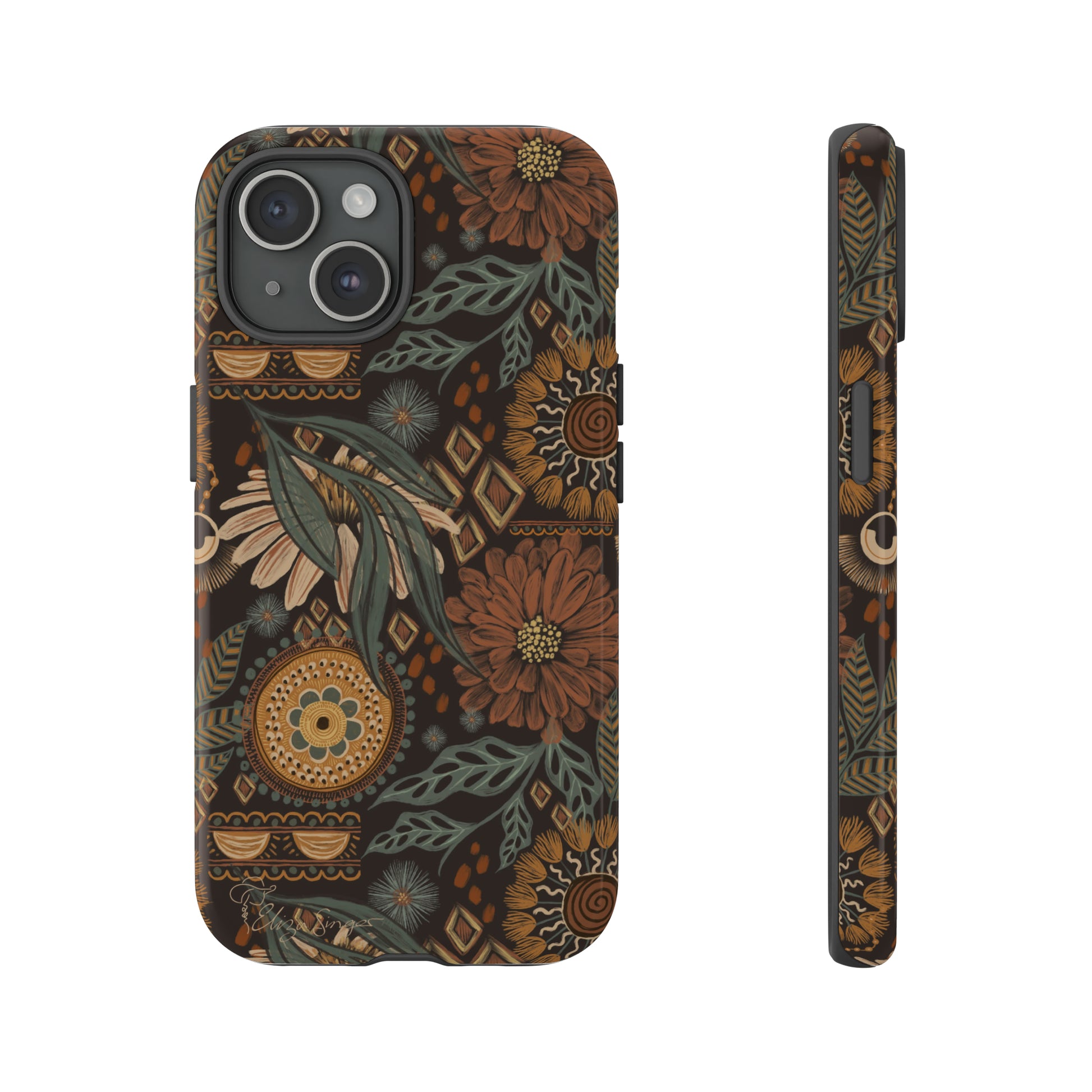 Rustic Boho Bloom: Blissfully Boho Rustic Daisy iPhone Tough Protective Cover. An artful fusion of Flowers, Boho, and floral daisies in a Western design. Compatible with iPhone 15, 14, 13, XS, XR Pro/Max/Mini/P/Plus. Embrace Bohemian Elegance with Durability and Style. #ElizaSinger #PhoneCase #BohoFloral