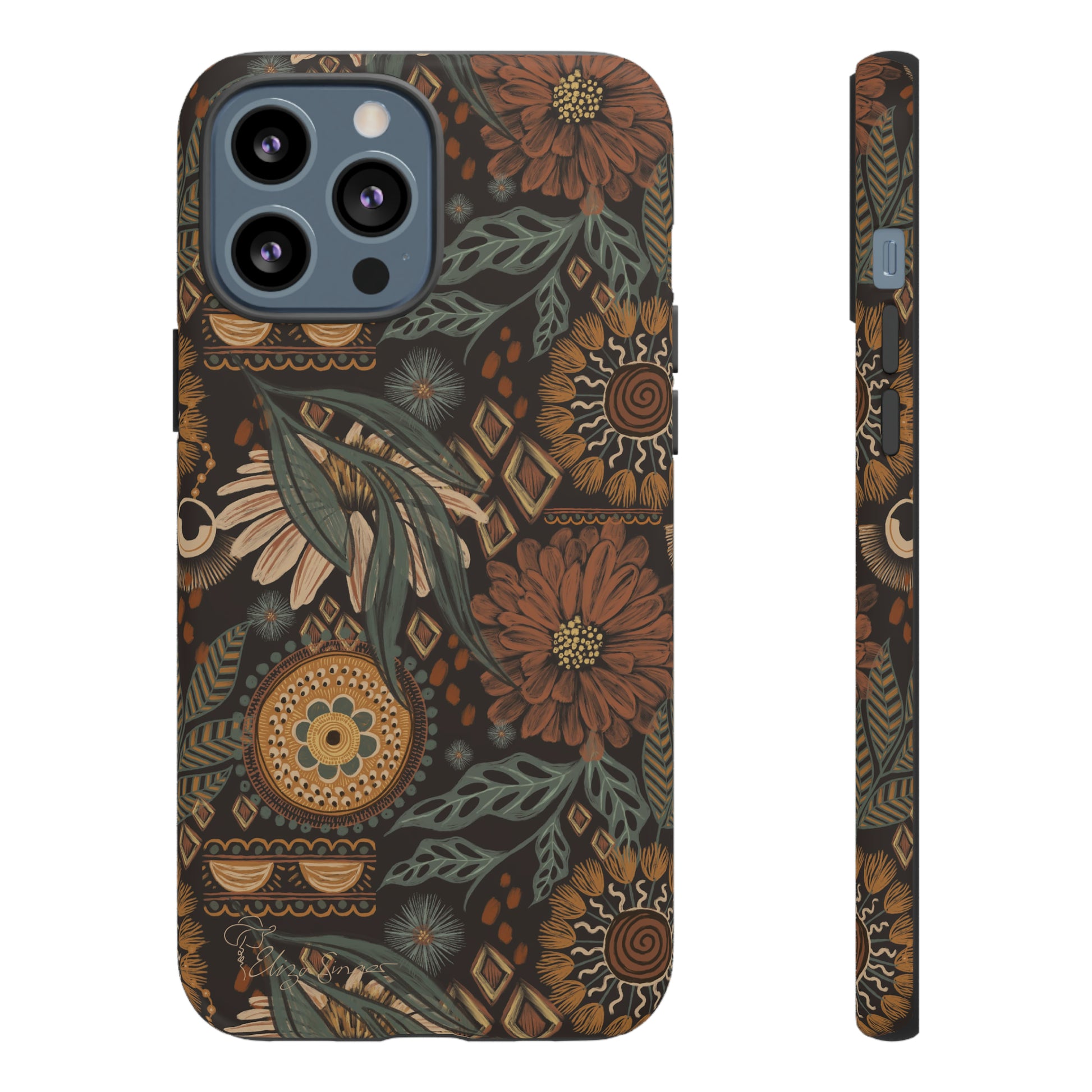 Rustic Boho Bloom: Blissfully Boho Rustic Daisy iPhone Tough Protective Cover. An artful fusion of Flowers, Boho, and floral daisies in a Western design. Compatible with iPhone 15, 14, 13, XS, XR Pro/Max/Mini/P/Plus. Embrace Bohemian Elegance with Durability and Style. #ElizaSinger #PhoneCase #BohoFloral