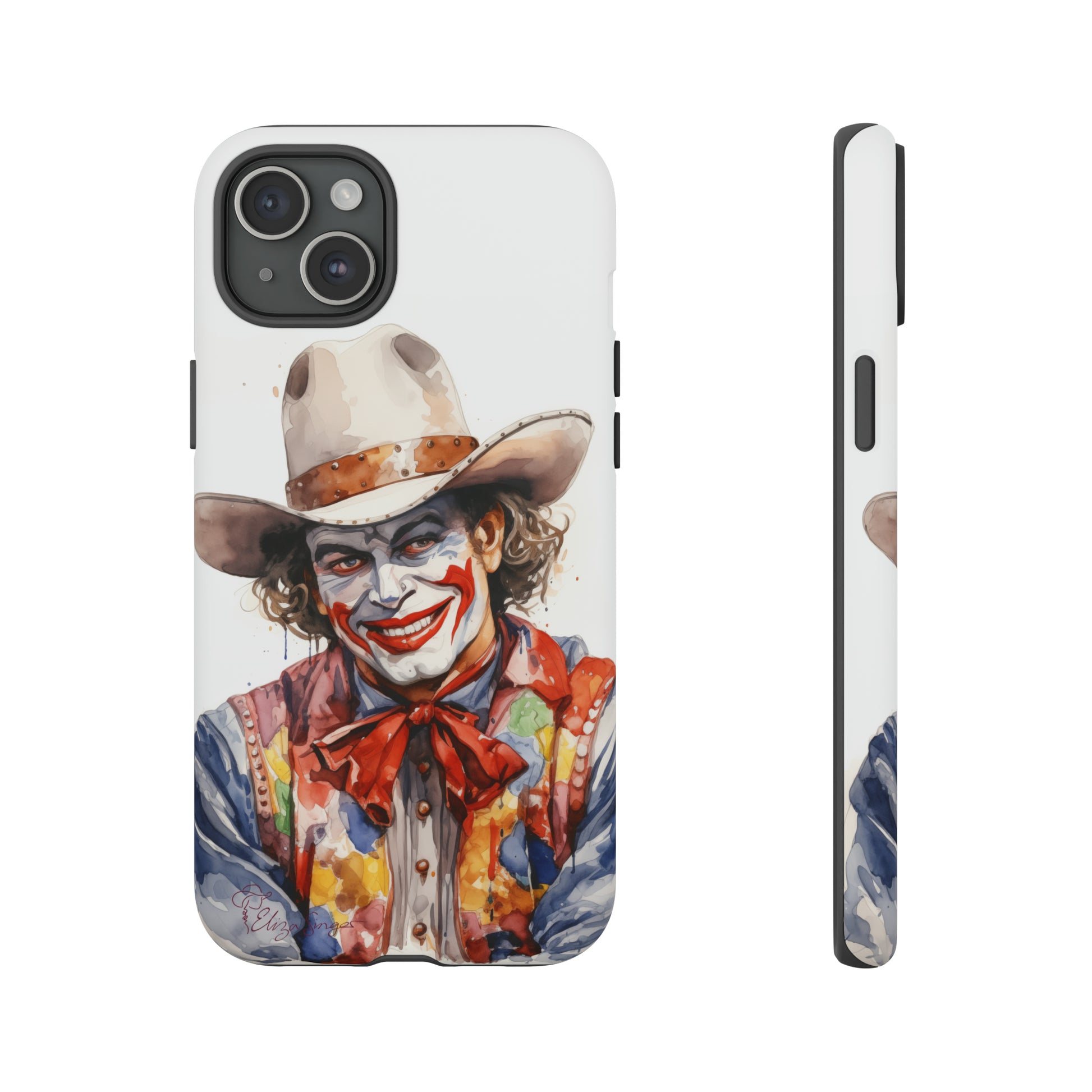 Unveiling our Tough Western Cell Phone Case: Watercolor Rodeo Clown Edition! Immerse yourself in the world of rodeo with this charming watercolor depiction of a rodeo clown on a white background. A perfect blend of style and durability.