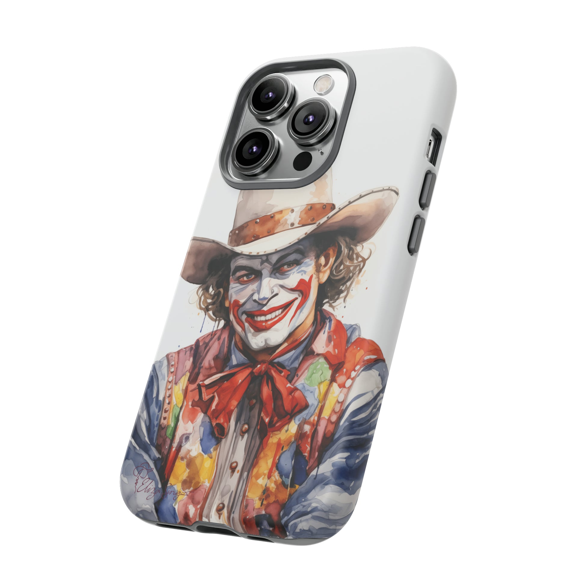 Unveiling our Tough Western Cell Phone Case: Watercolor Rodeo Clown Edition! Immerse yourself in the world of rodeo with this charming watercolor depiction of a rodeo clown on a white background. A perfect blend of style and durability.