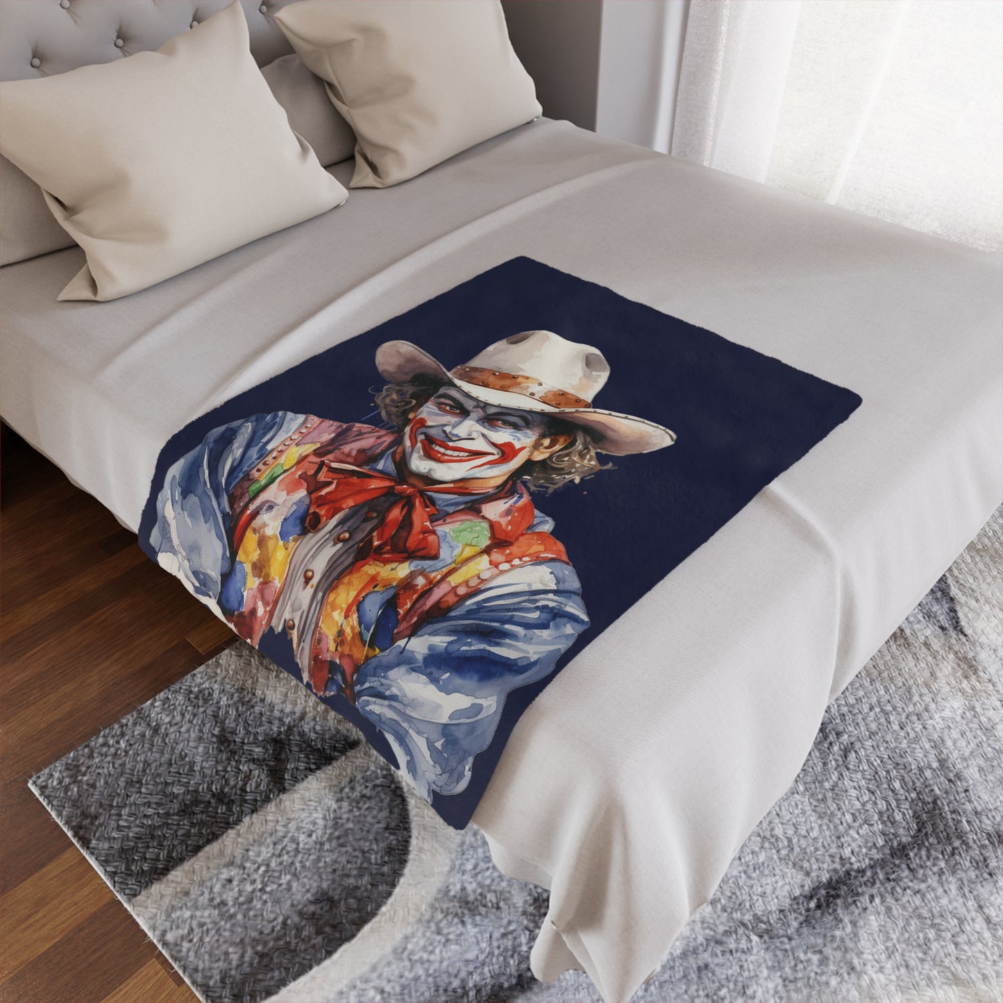 Dark Blue Rodeo Clown Minky Blanket