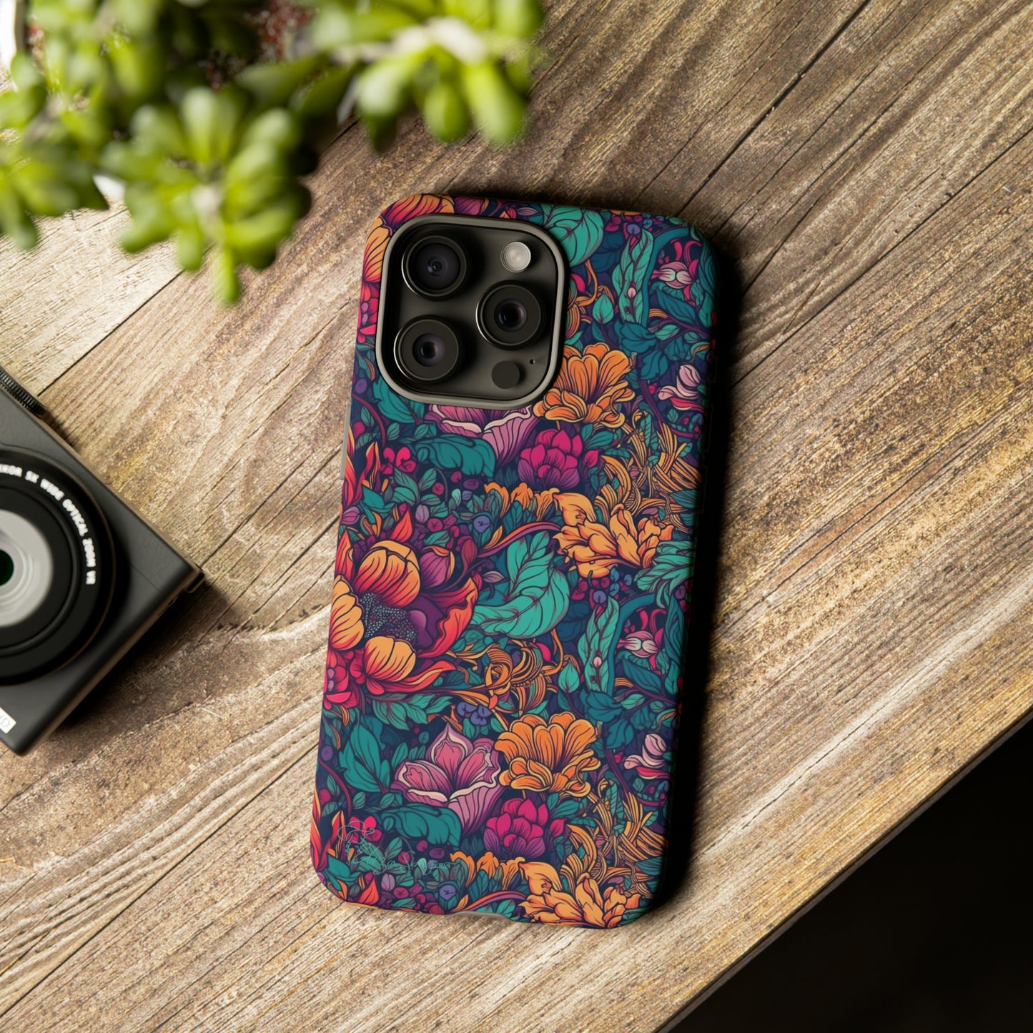 Vibrant Boho Blossoms: iPhone Tough Protective Cover. Featuring a bright abstract floral design, this case adds a touch of Bohemian flair. Compatible with iPhone 15, 14, 13, XS, XR Pro/Max/Mini/P/Plus. Embrace Boho Chic with Style and Durability. #ElizaSinger #PhoneCase #FloralDesign