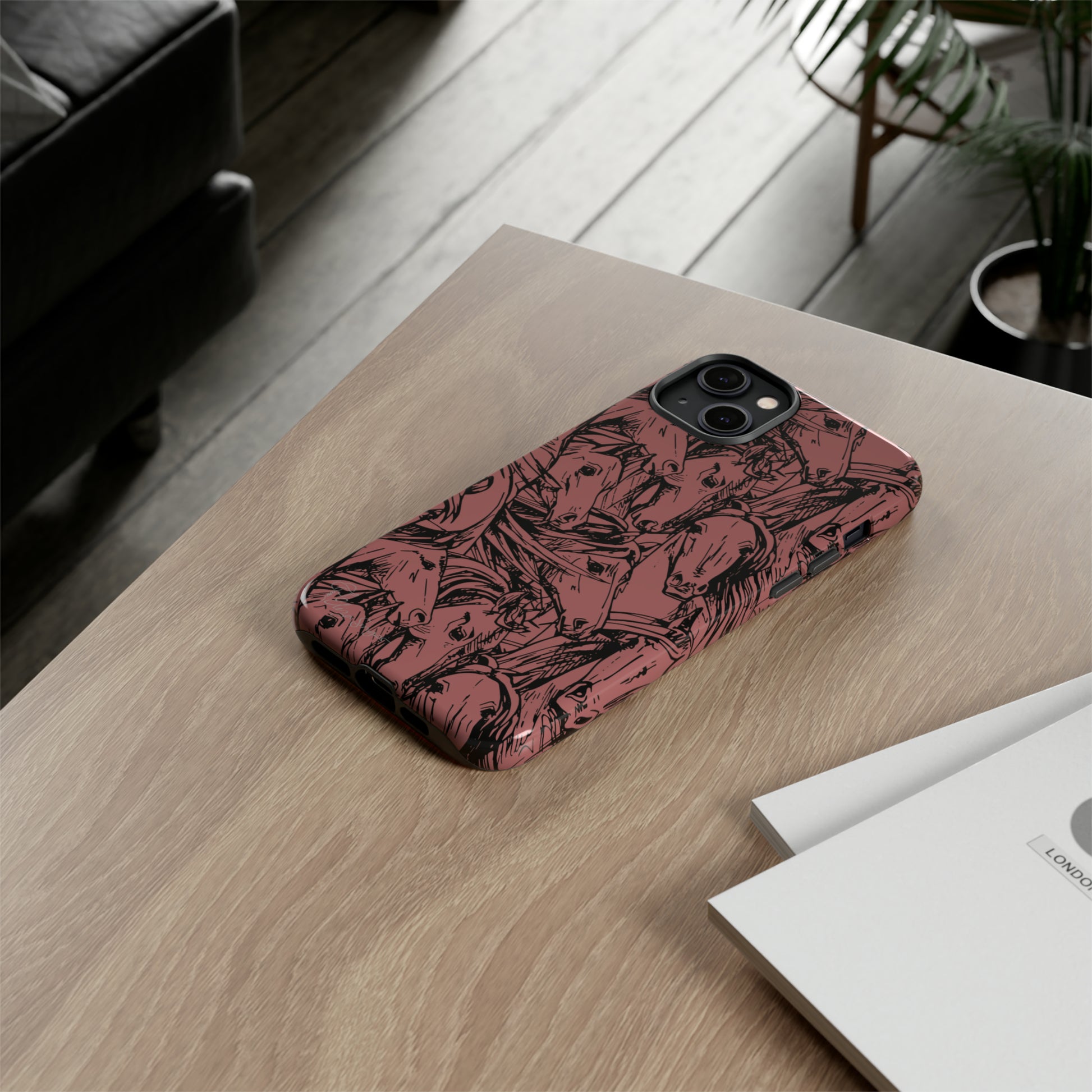 Gallop in Style: Horse Art Western Design iPhone Tough Protective Cover. Featuring a Scribble Horse Drawing, compatible with iPhone 15, 14, 13, 12, 11, XS, XR Pro/Max/Mini/P/Plus. Unleash the Rider in You with Style and Durability. #ElizaSinger #PhoneCase #WesternArt
