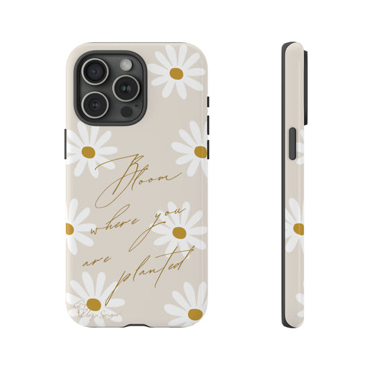 Sunny Boho Blooms: Boho Flower Daisy iPhone Tough Protective Case. A lively fusion of Flowers, Boho, and floral daisies design. Compatible with iPhone 15, 14, 13, XS, XR Pro/Max/Mini/P/Plus. Elevate Your Device with Bohemian Charm and Durability. #ElizaSinger #PhoneCase #FloralDesign