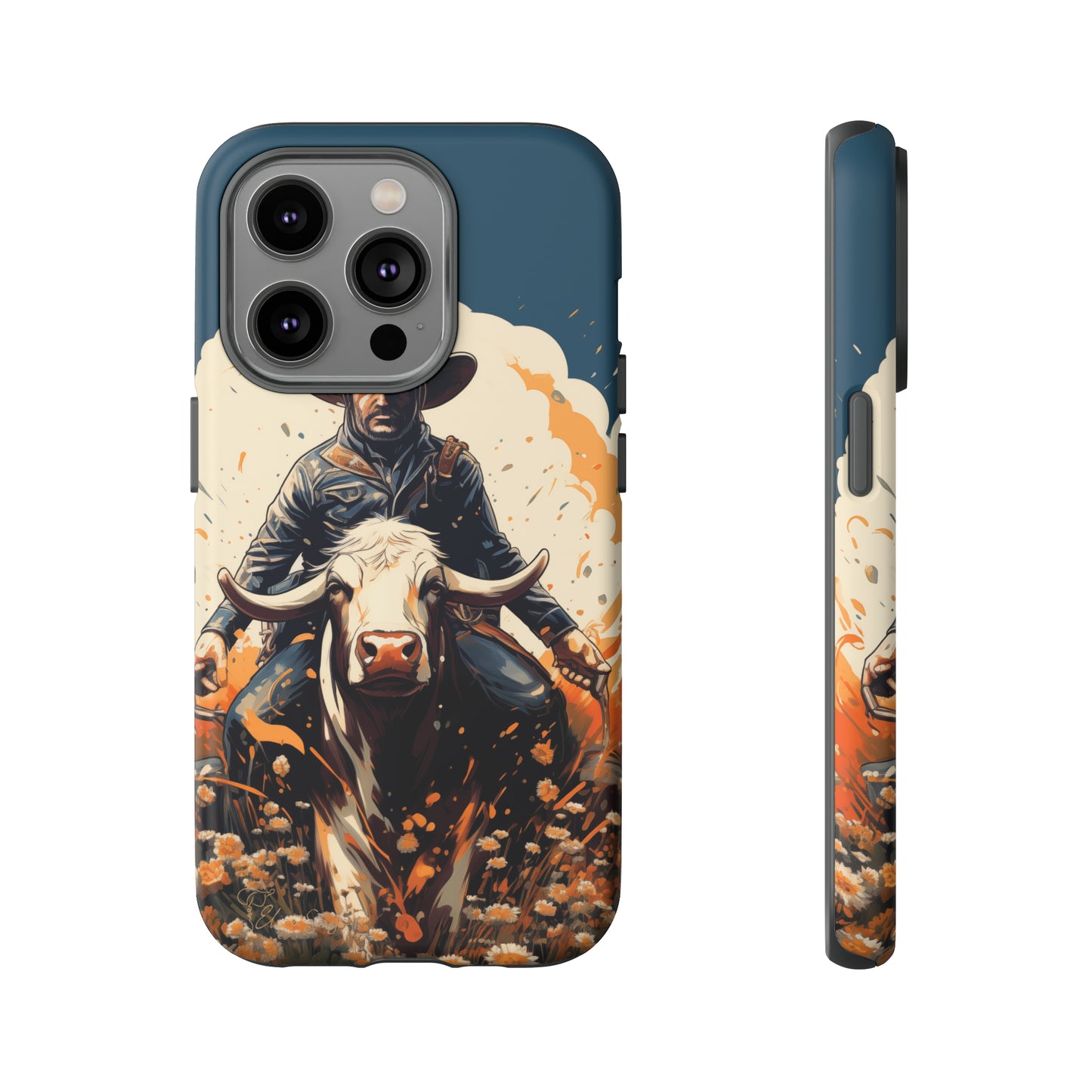 Time-Tested Charm: Immerse yourself in the charm of yesteryear with our Tough Cell Phone Case. Featuring a cowboy on a cow in a field of flowers, this design exudes retro vibes. Experience the perfect blend of vintage style and durable protection. Elevate your phone with a touch of timeless allure. #ElizaSinger #PhoneCase #VintageCharm