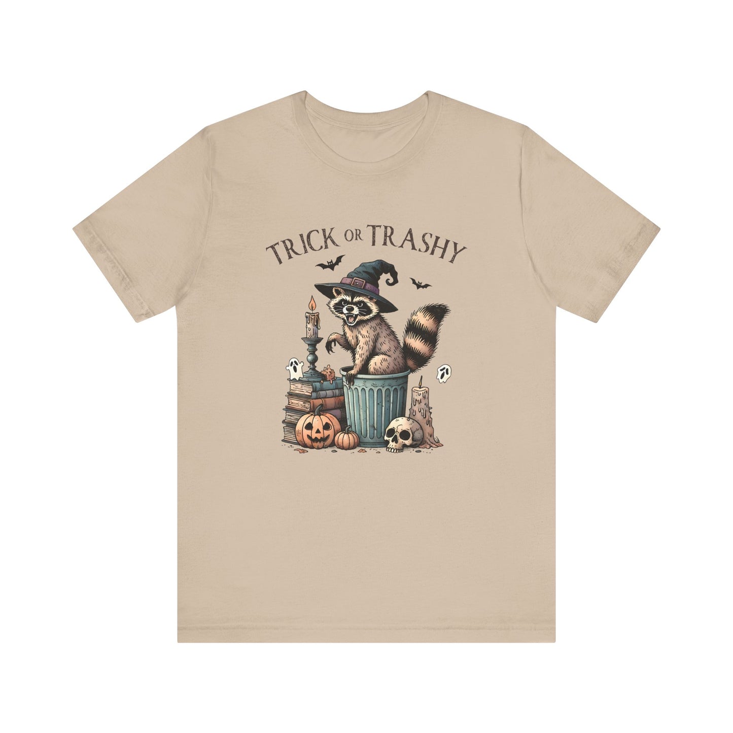 Trick or Trashy: Halloween Bella Canvas T-shirt with Raccoon