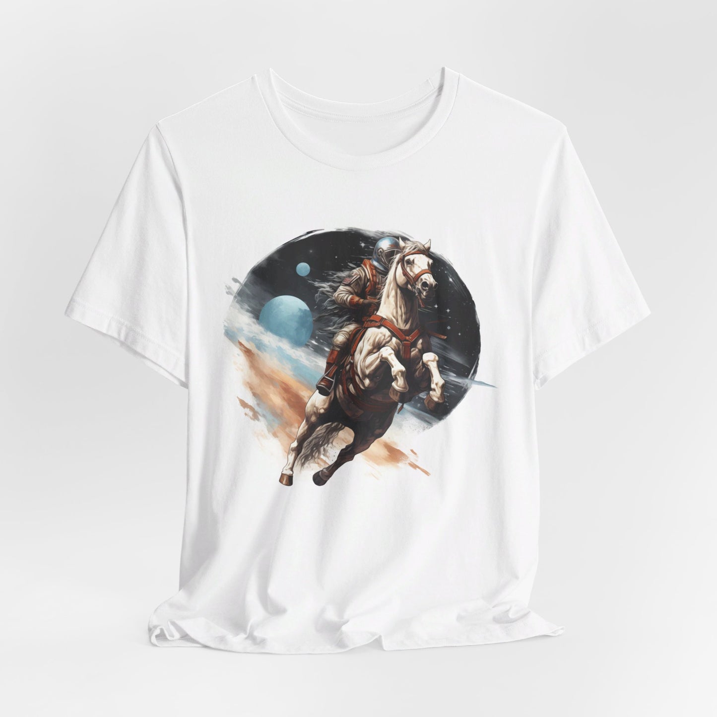 Intergalactic Rodeo: Astronaut on Horse Bella Canvas T-shirt