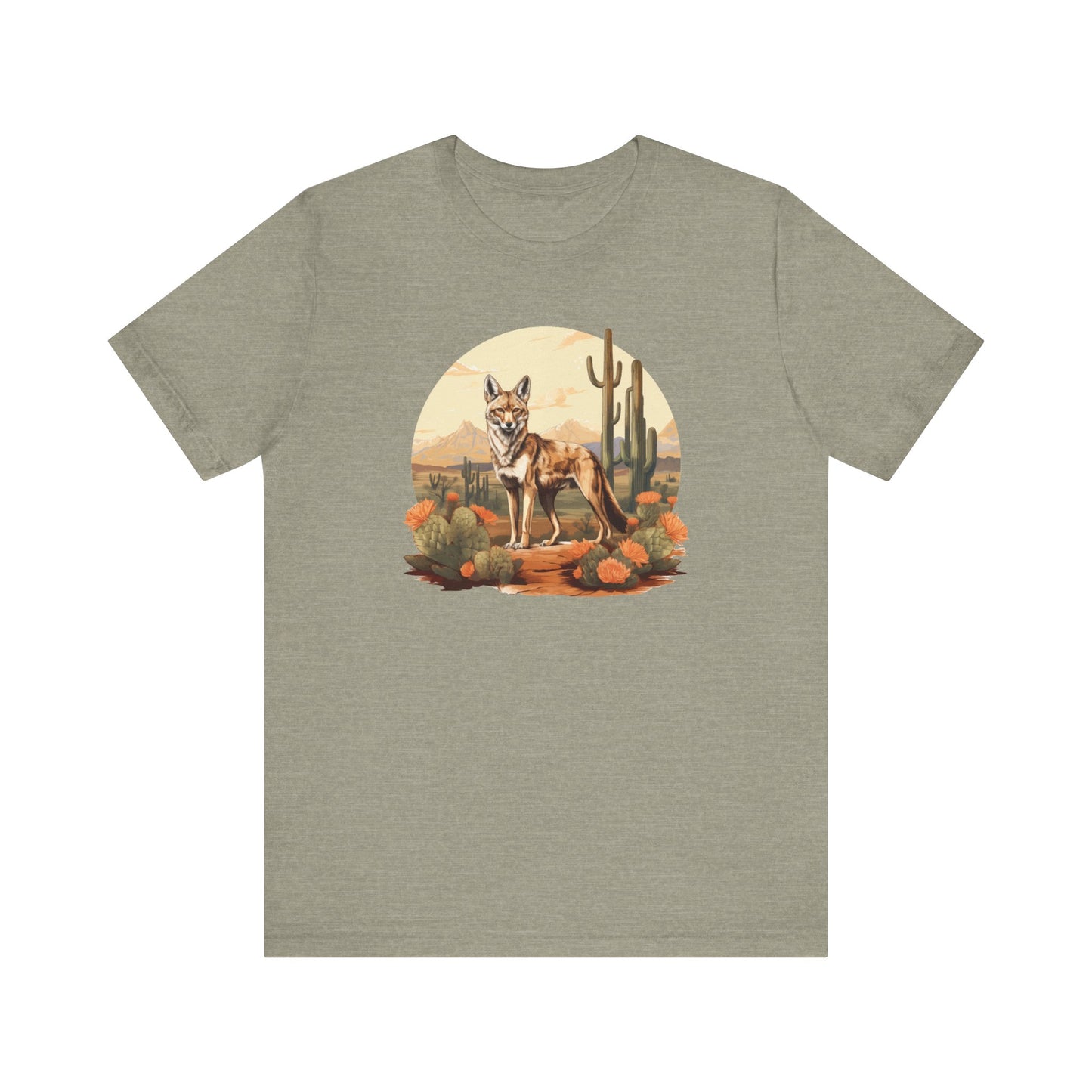 Desert Nomad: Bella Canvas T-shirt with Jackal and Cactus