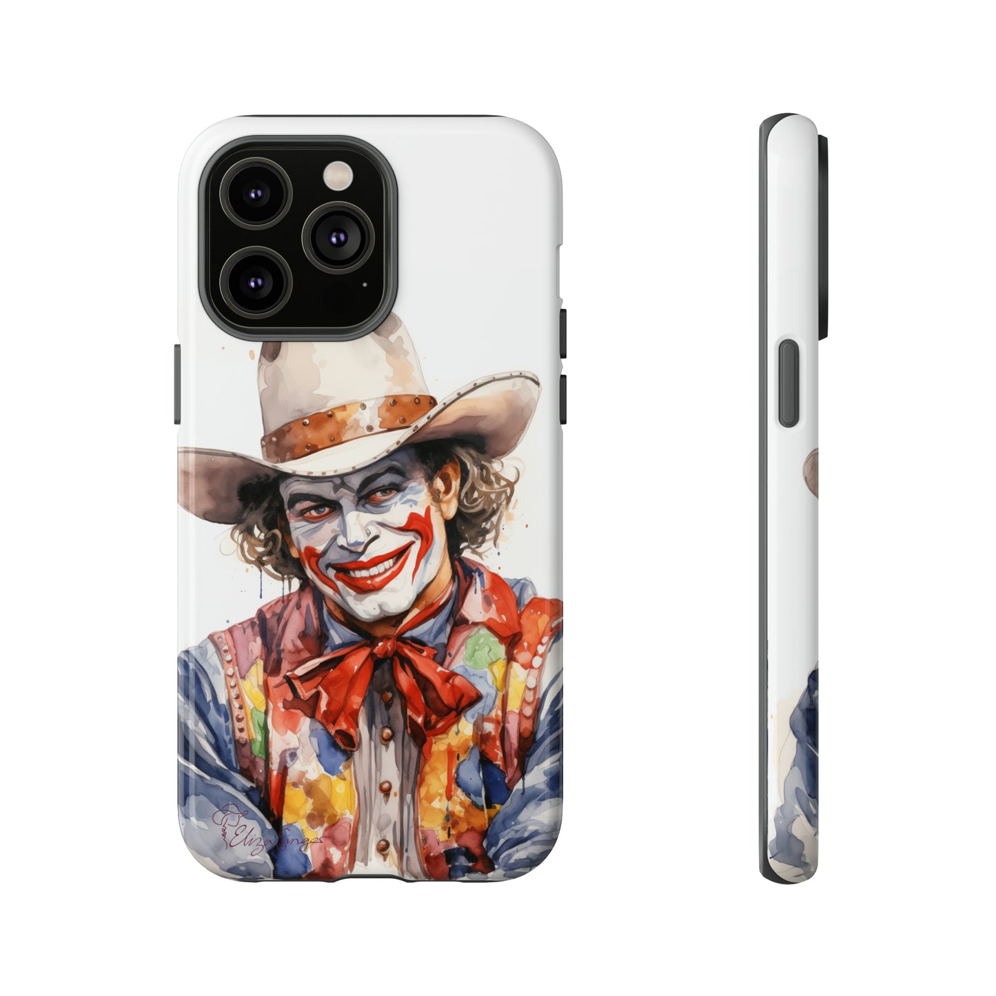 Unveiling our Tough Western Cell Phone Case: Watercolor Rodeo Clown Edition! Immerse yourself in the world of rodeo with this charming watercolor depiction of a rodeo clown on a white background. A perfect blend of style and durability.
