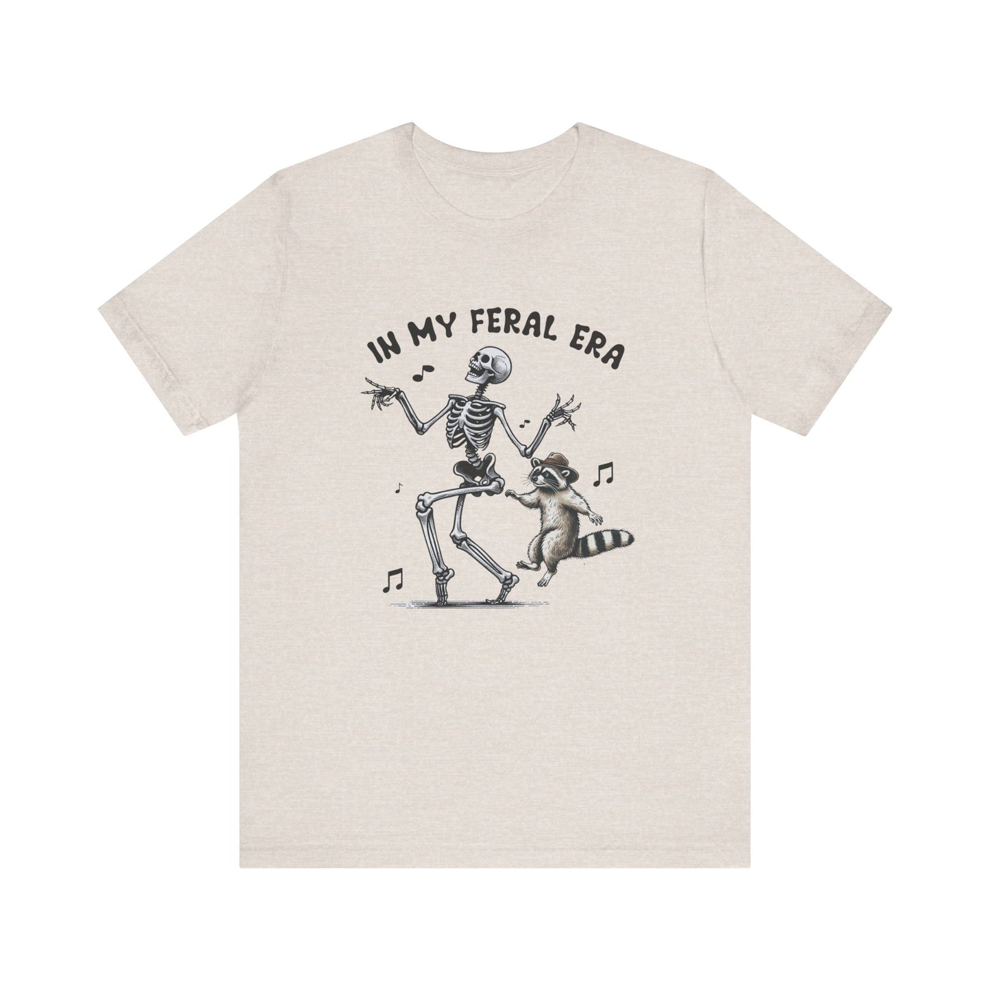 Feral Era: Halloween Bella Canvas T-shirt with Skeleton and Raccoon